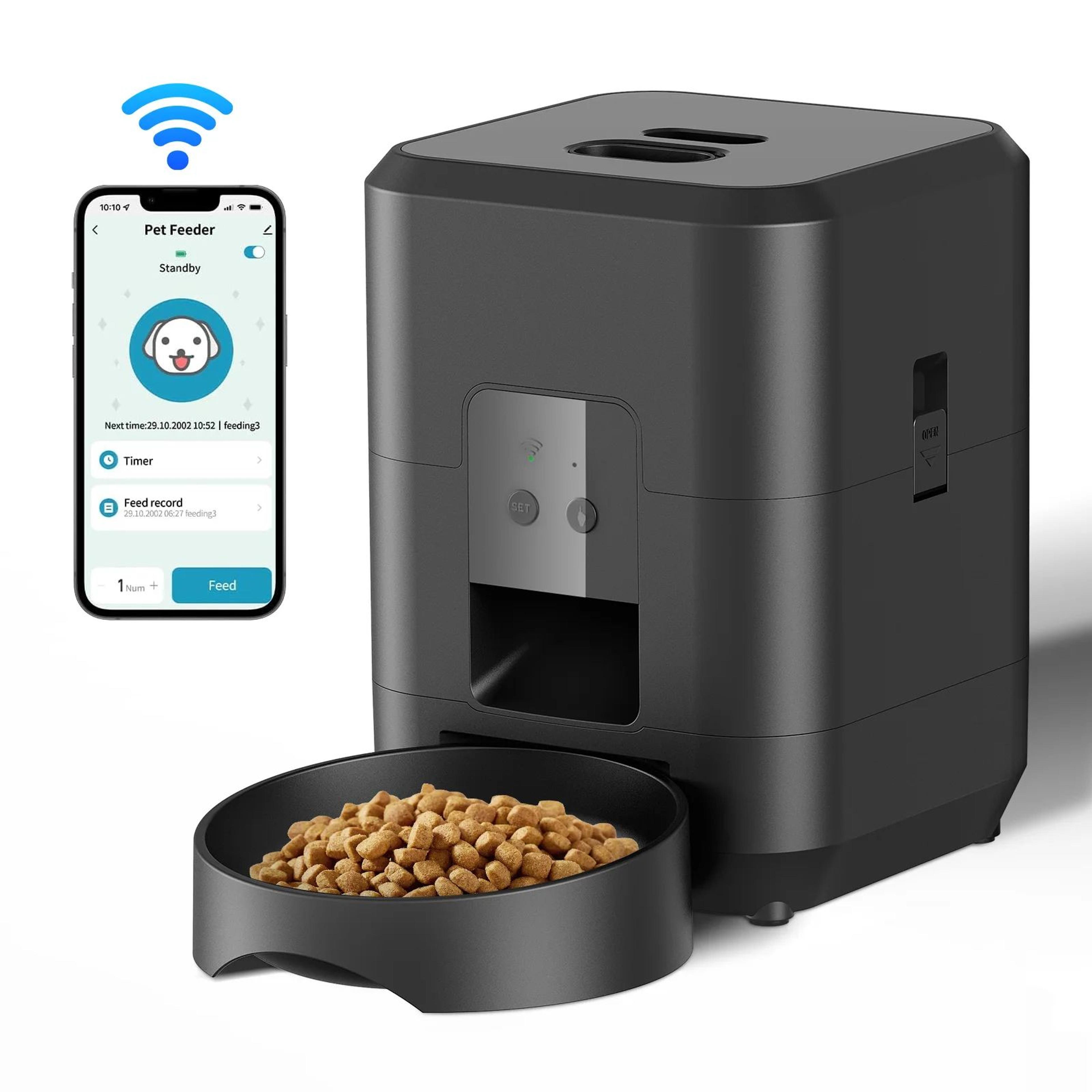 SmartPortion Automatic Pet Feeder  Timed Cat  Dog Food Dispenser With LCD Control Bowl 0