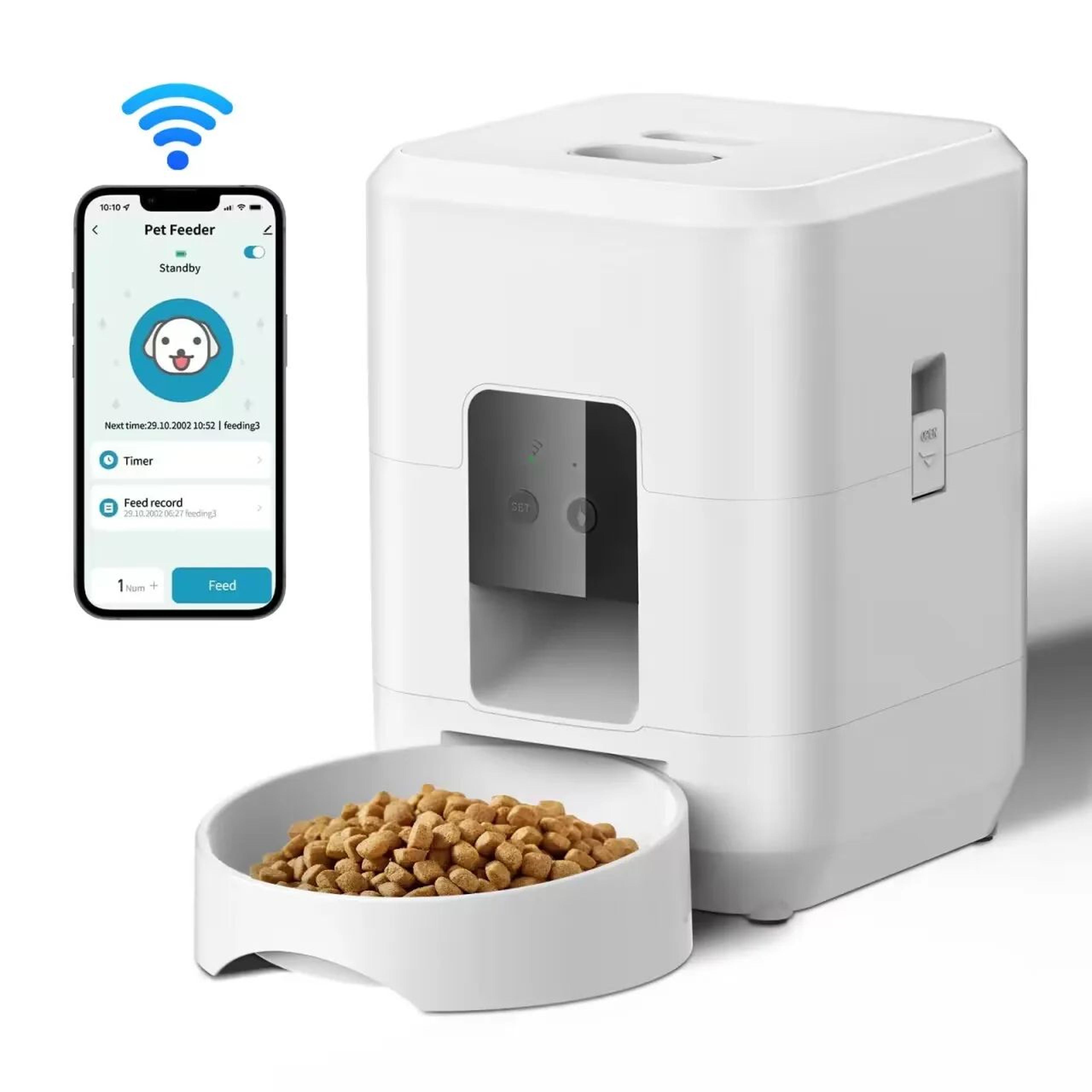 SmartPortion Automatic Pet Feeder  Timed Cat  Dog Food Dispenser With LCD Control Bowl 8