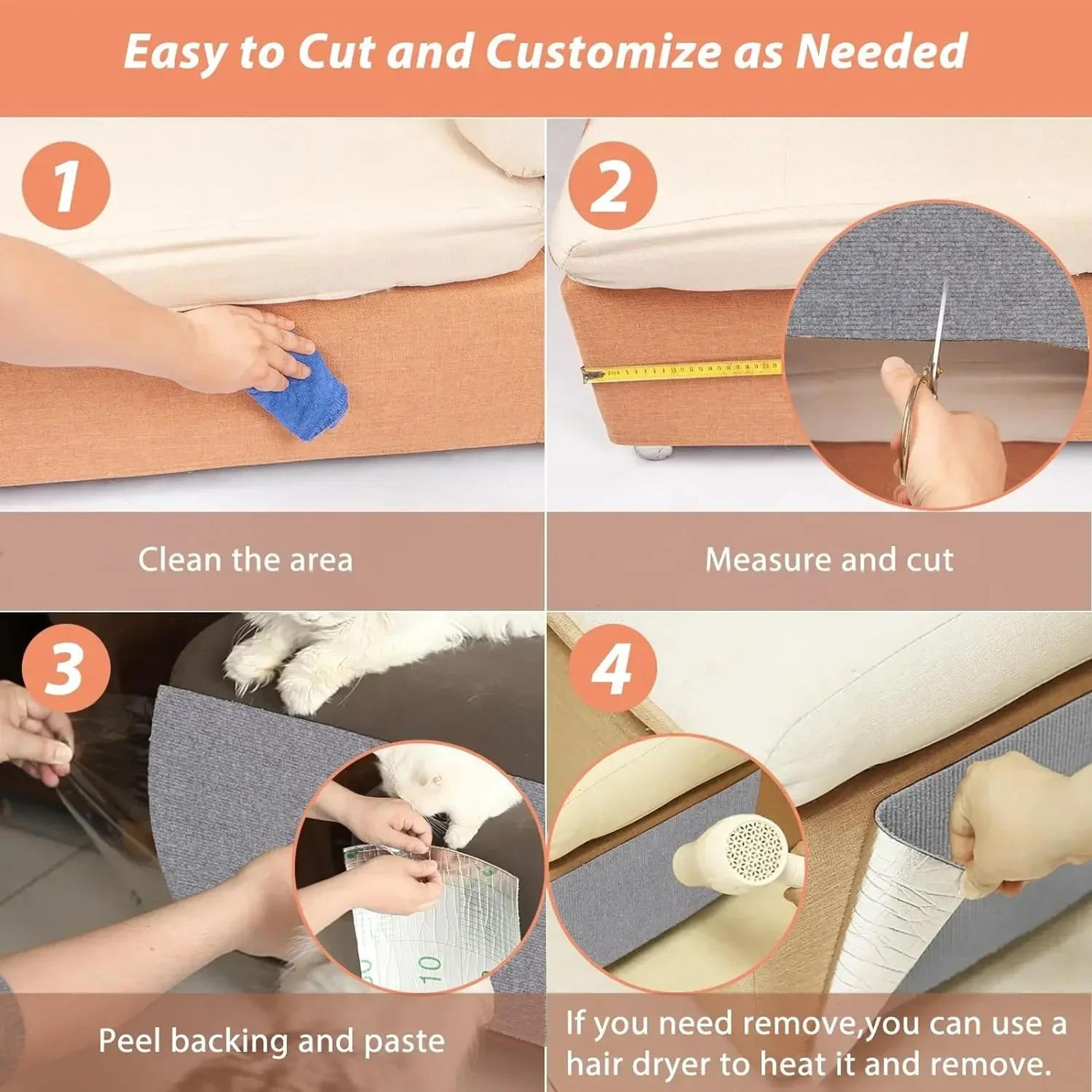 ScratchGuard SelfAdhesive Cat Scratching Mat  Trimmable Furniture Protector Carpet For Sofa  Walls 4