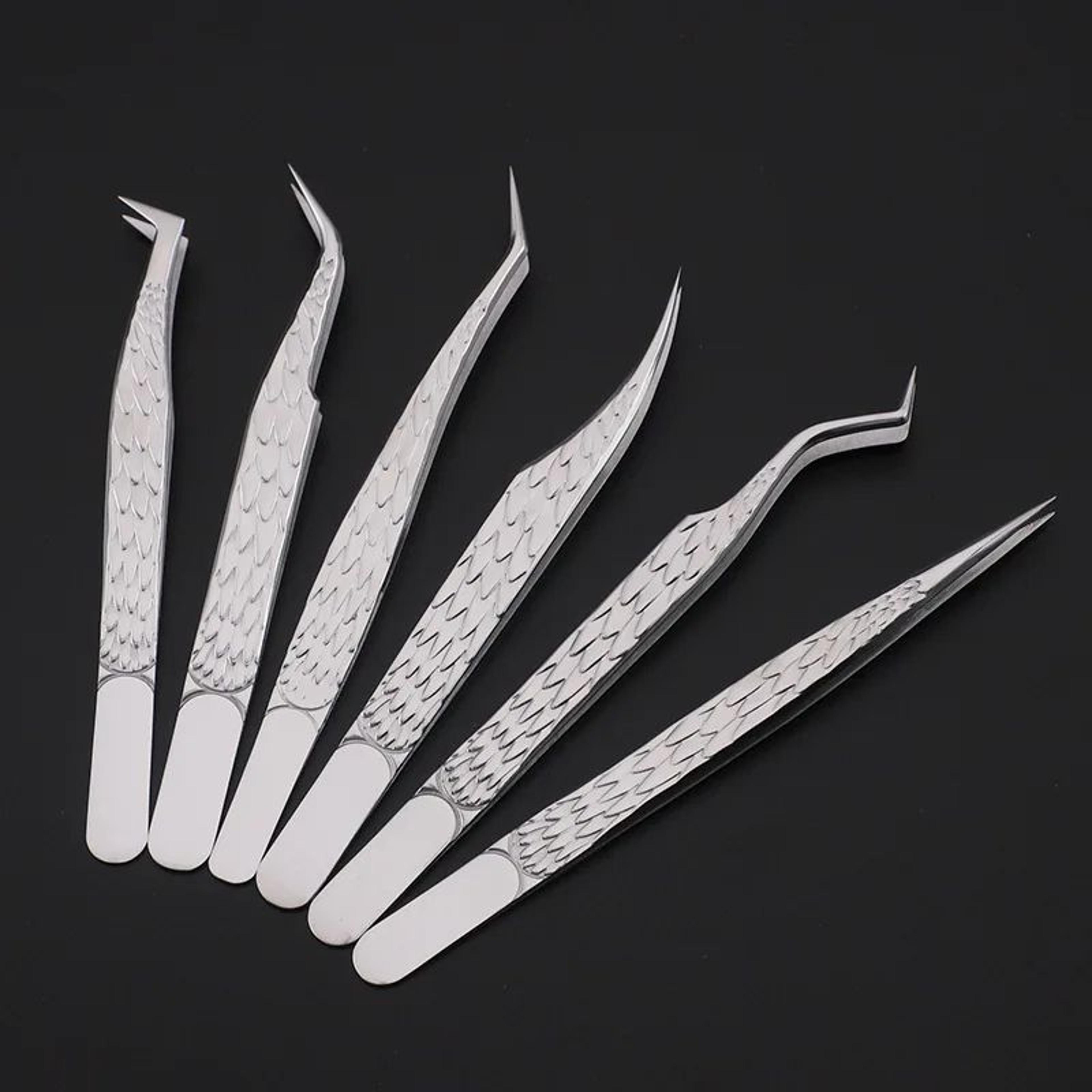 Precision Pro 6Piece Eyelash Tweezer Set  Volume Lash Extension Tools Kit For False Lashes Eyebrow  1