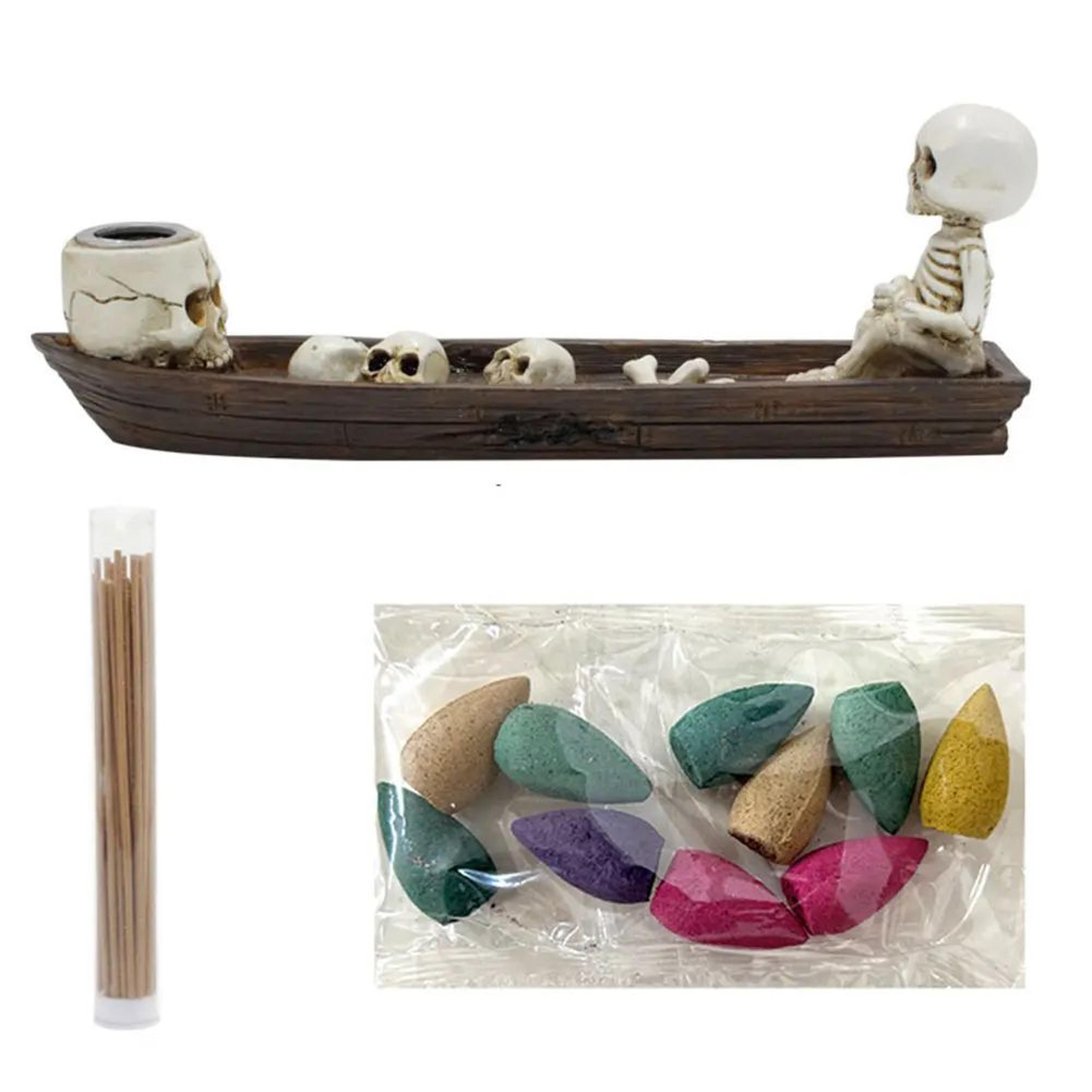 MysticSkull Ghost Boat Incense Holder  Creative Skeleton Resin Burner For Cones  Sticks Aromatherap 5