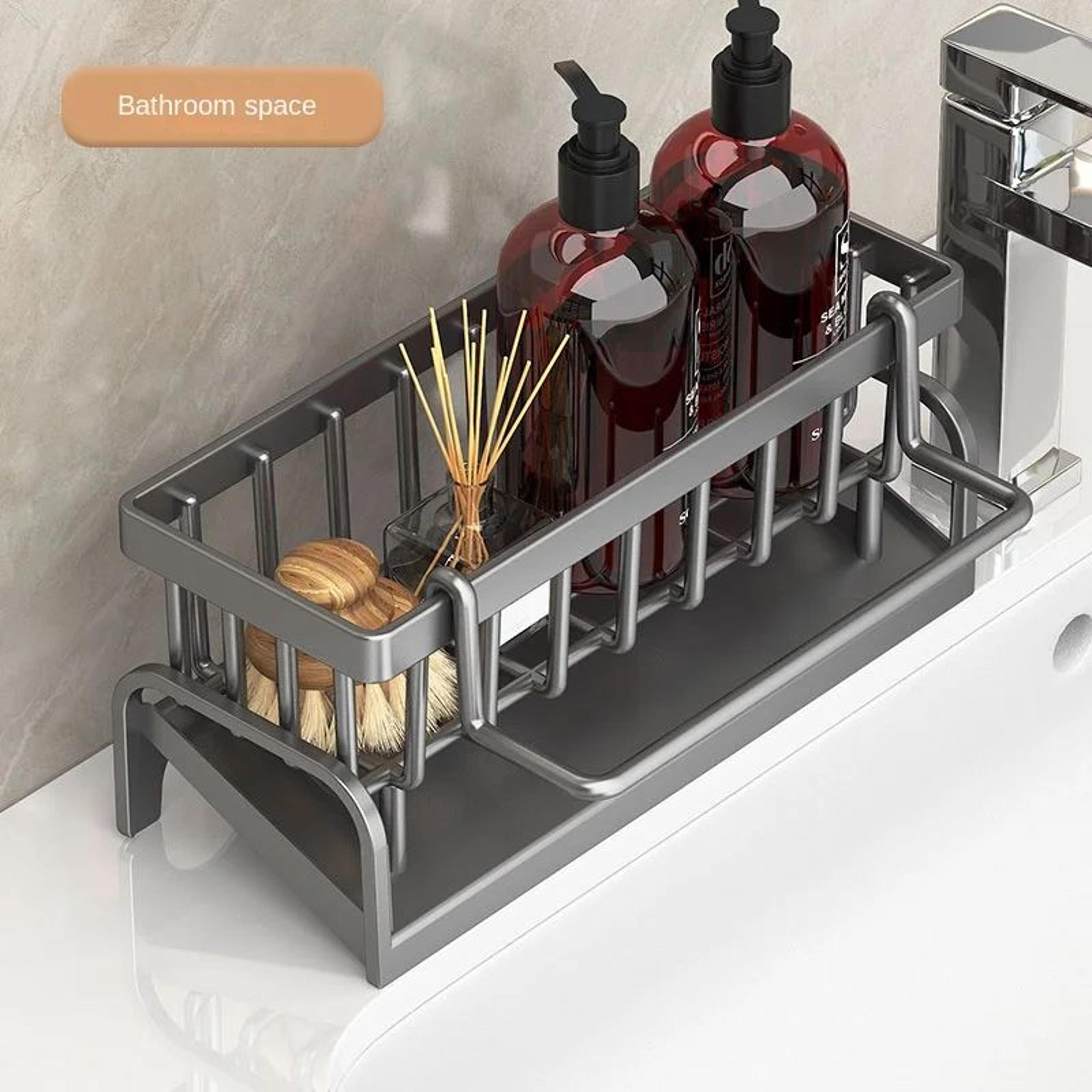Kitchen Sink Organizer Rack  Sponge Holder Cleaning Cloth Storage  Draining Shelf 1