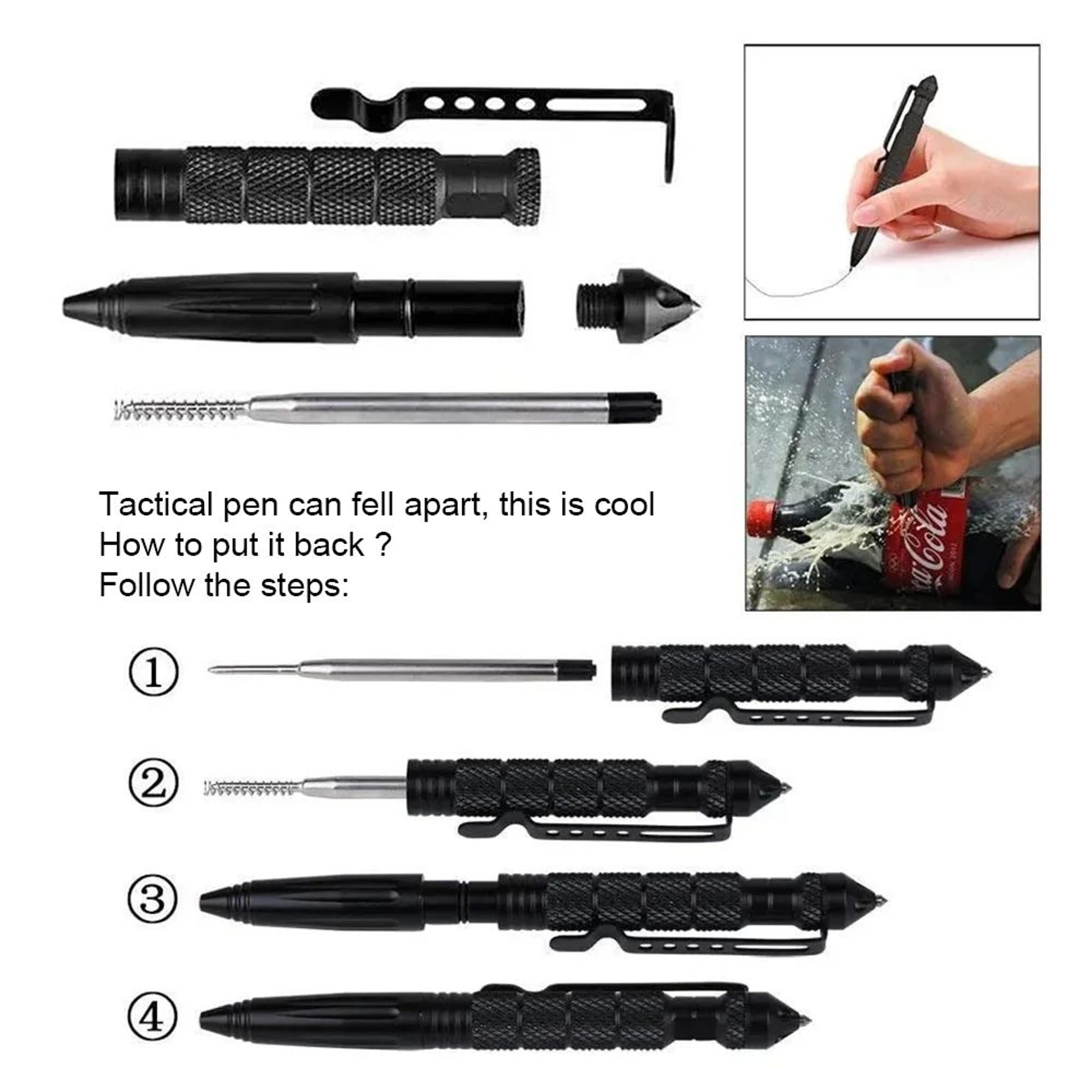 Multifunction Tactical Pen Self Defense Tool  AntiSkid Emergency Glass Breaker Survival Pen For Eve 3