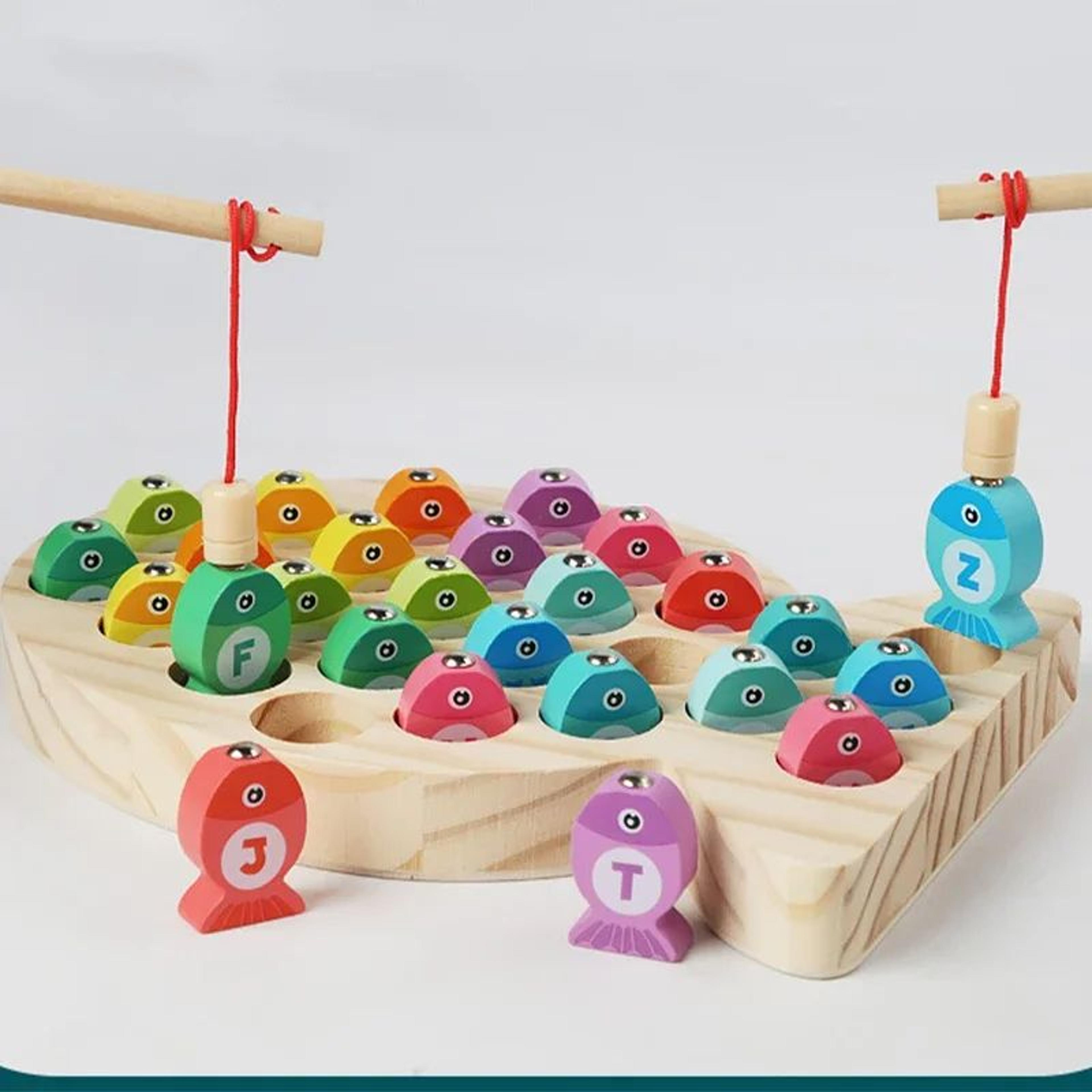 Wooden Montessori Fishing Toy Set  Kids Number  Alphabet Learning Game For Early Education Training 2