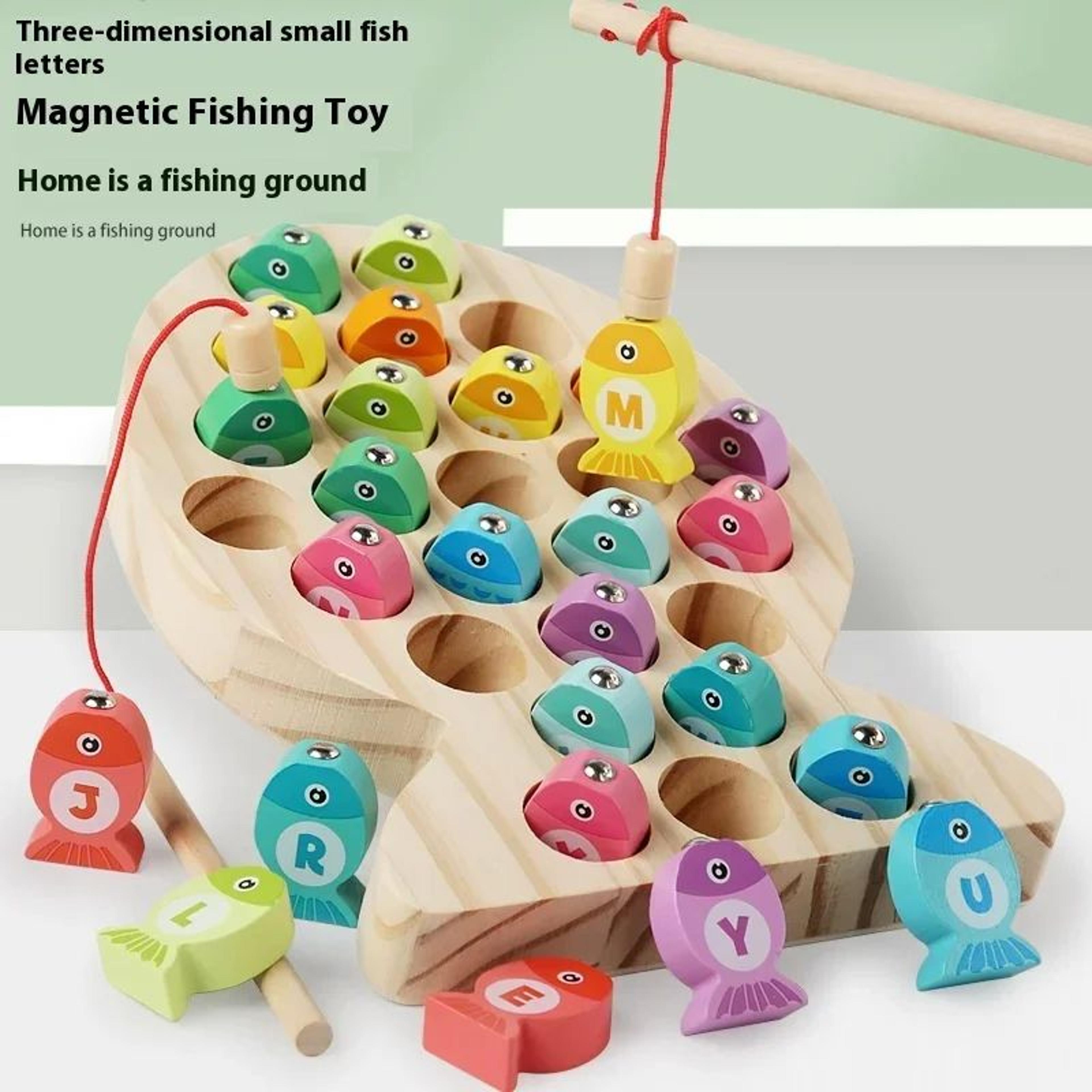 wooden montessori fishing toy set – kids number & alphabet learning game for early education training