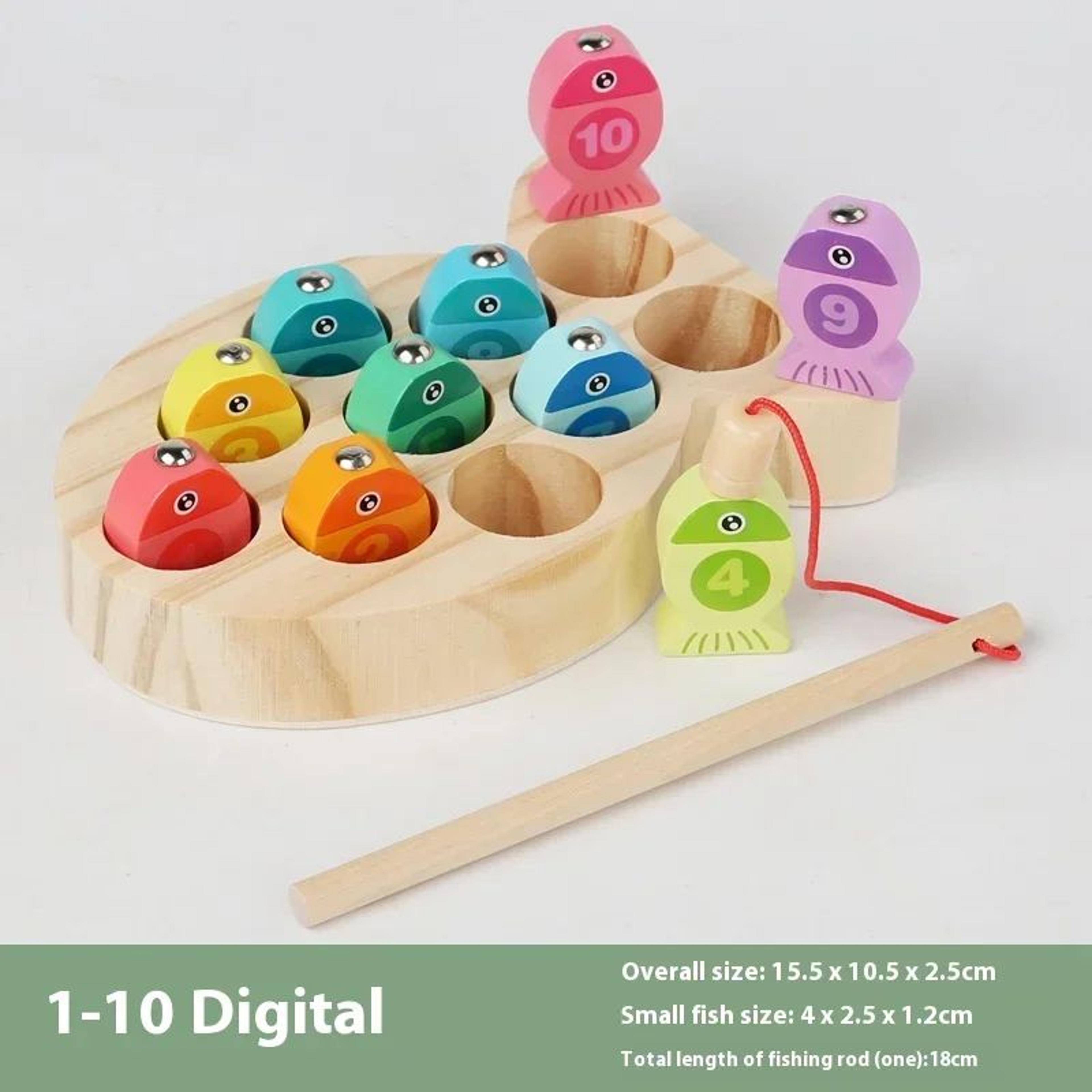 Wooden Montessori Fishing Toy Set  Kids Number  Alphabet Learning Game For Early Education Training 6