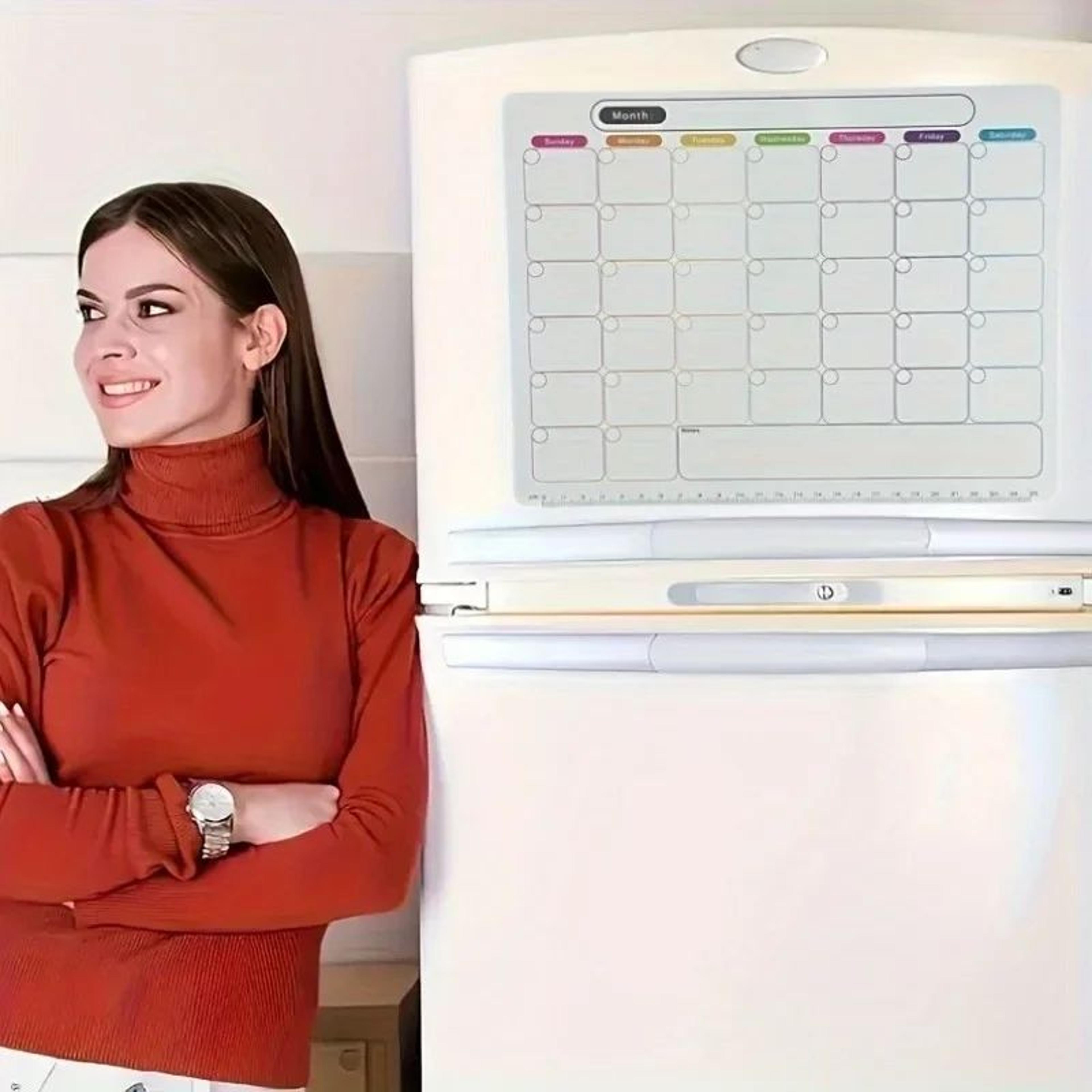 Magnetic Refrigerator Planner Board  Monthly  Weekly Calendar Dry Erase Fridge Organizer With Memo  2