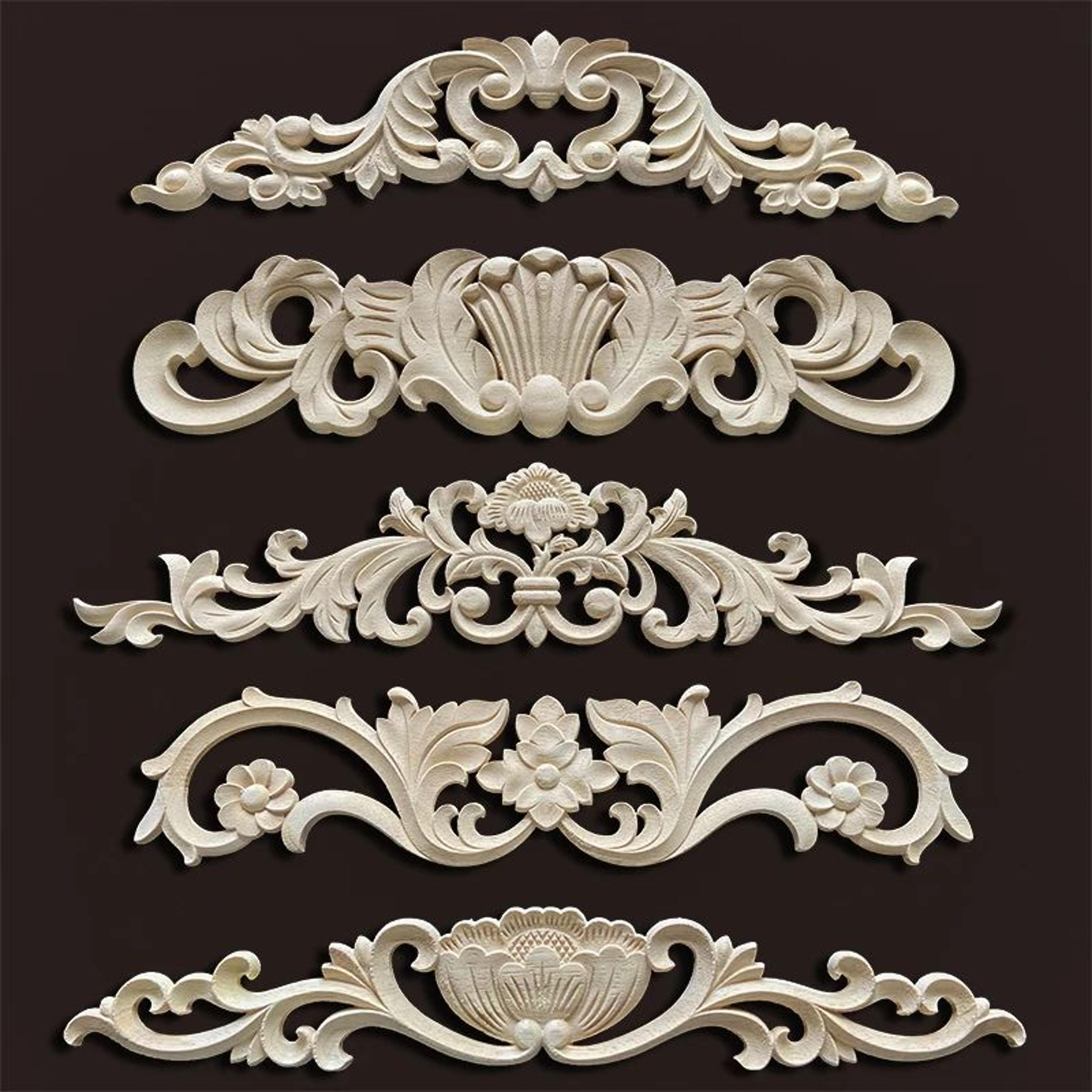 Wood Carved Onlays  Appliques  Vintage Floral Furniture Decals For Home Decor  Restoration 5
