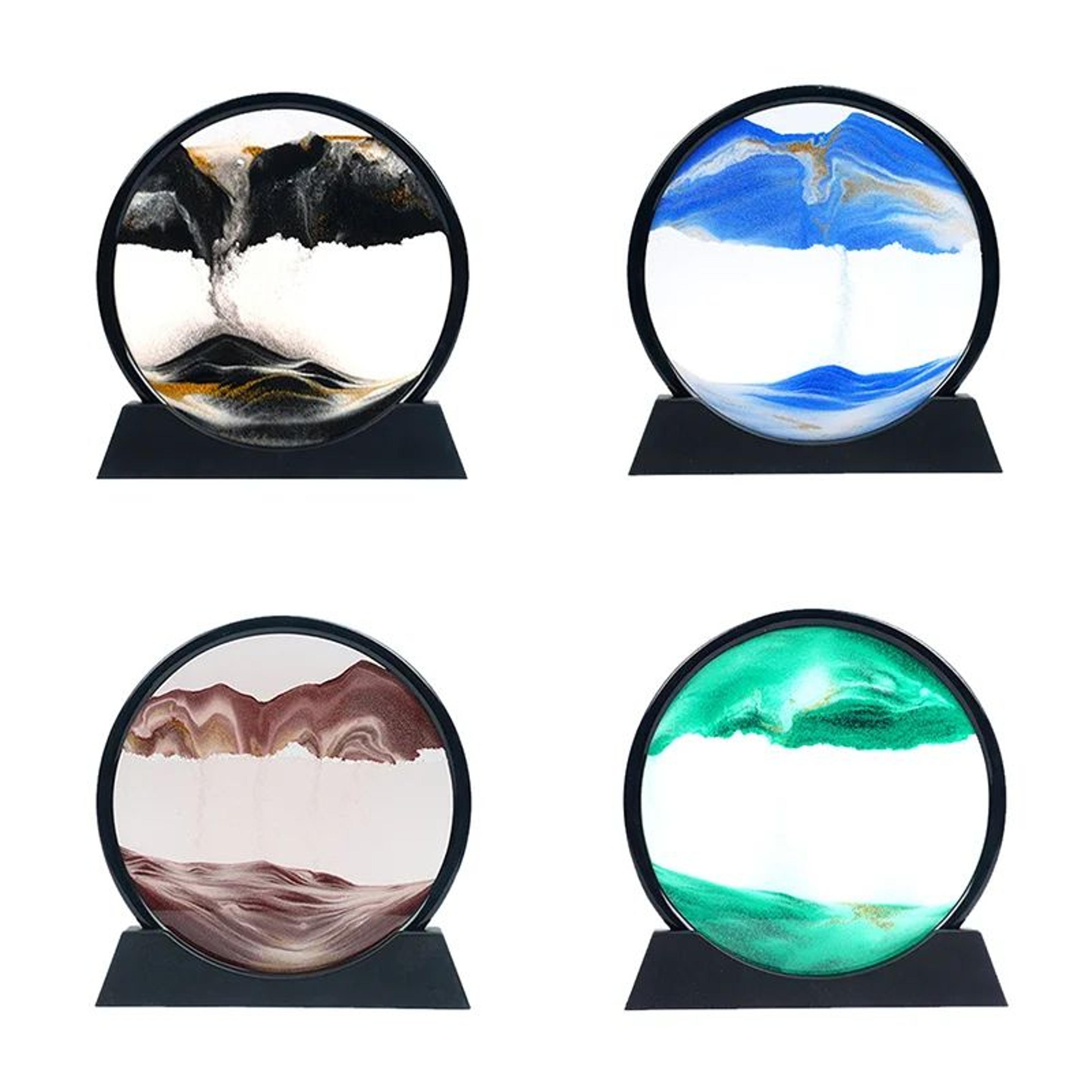 3D Moving Sand Art Frame  Round Quicksand Glass Hourglass Deep Sea Sandscape Decor 1