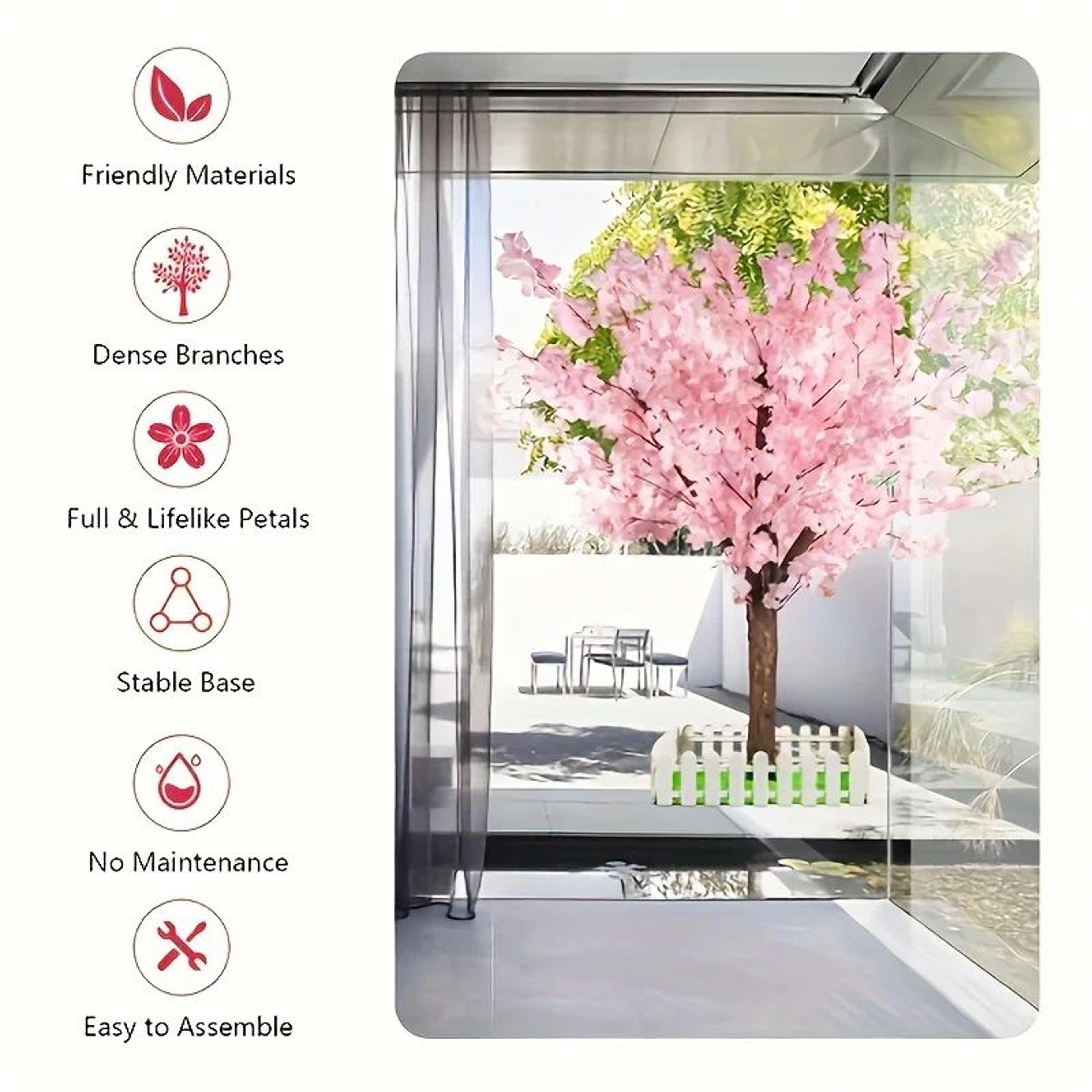 Artificial Cherry Blossom Tree  Faux Sakura Pink Blossom Tree Indoor Outdoor Wedding Party Home Dec 4