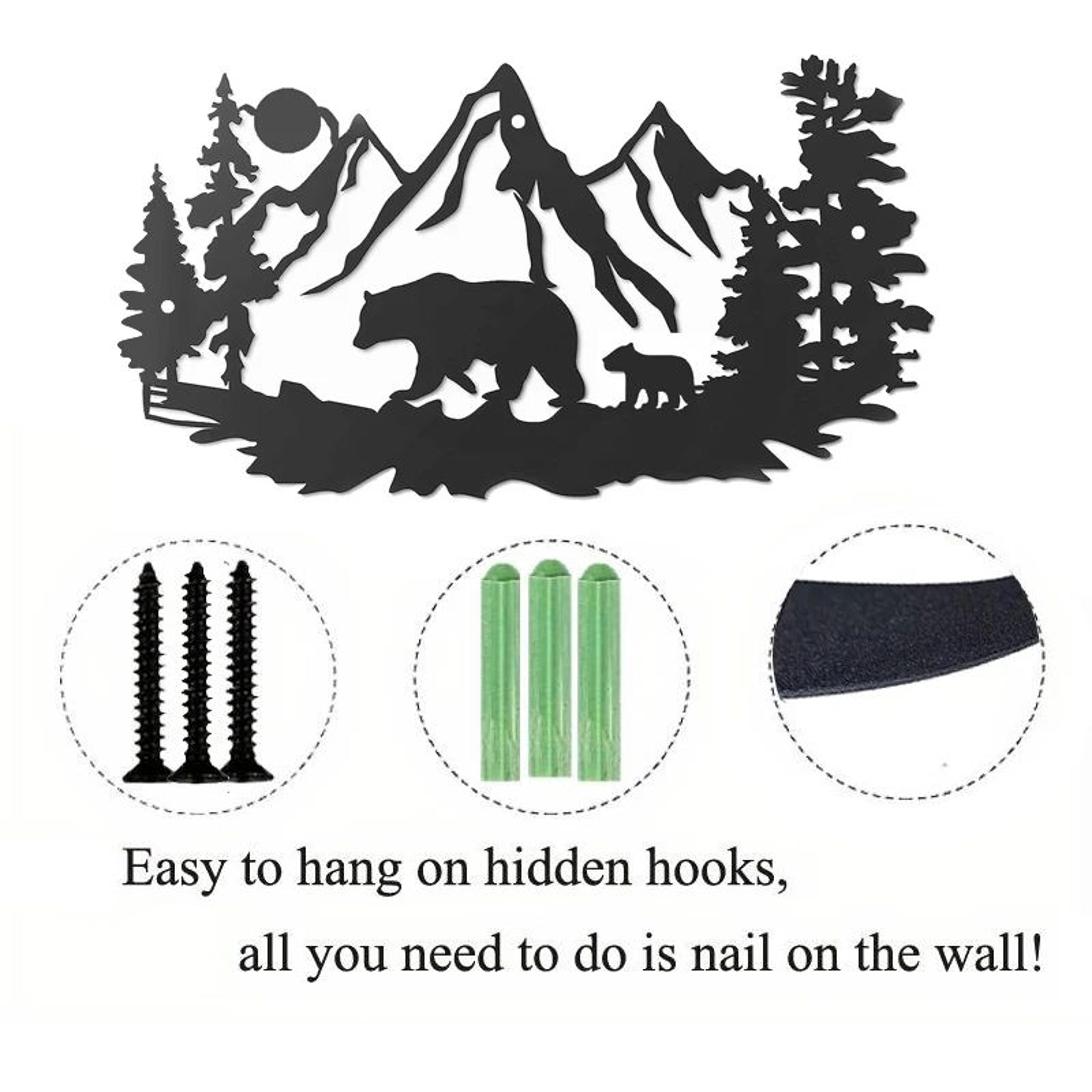 Bear Metal Wall Decor  Rustic Cabin Wall Art With Pine Tree Forest Design For Lodge  Hunting Decor 3