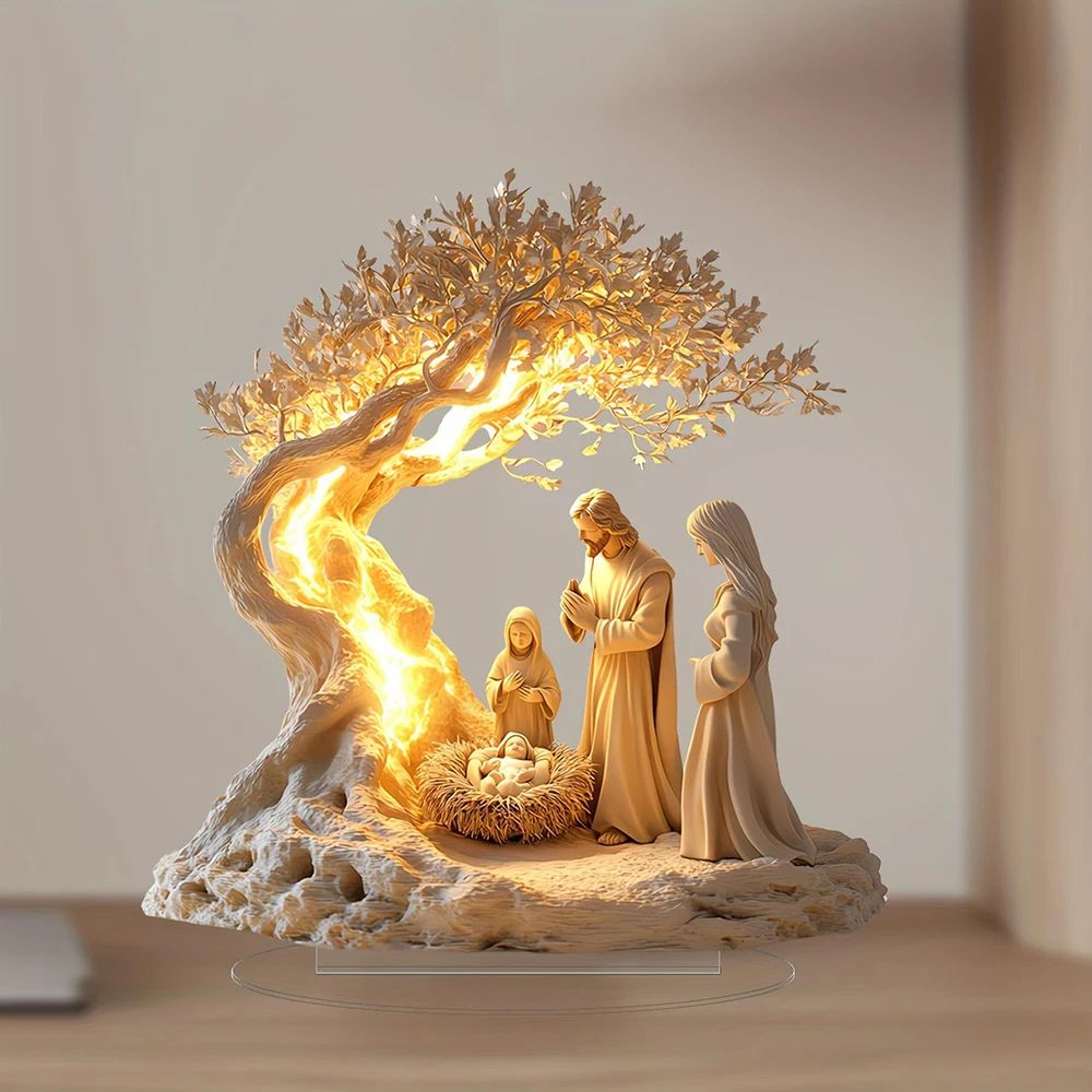 Acrylic Nativity Ornament  2D Jesus Birth Scene Tabletop Decor Tree Of Life Family Statue 2