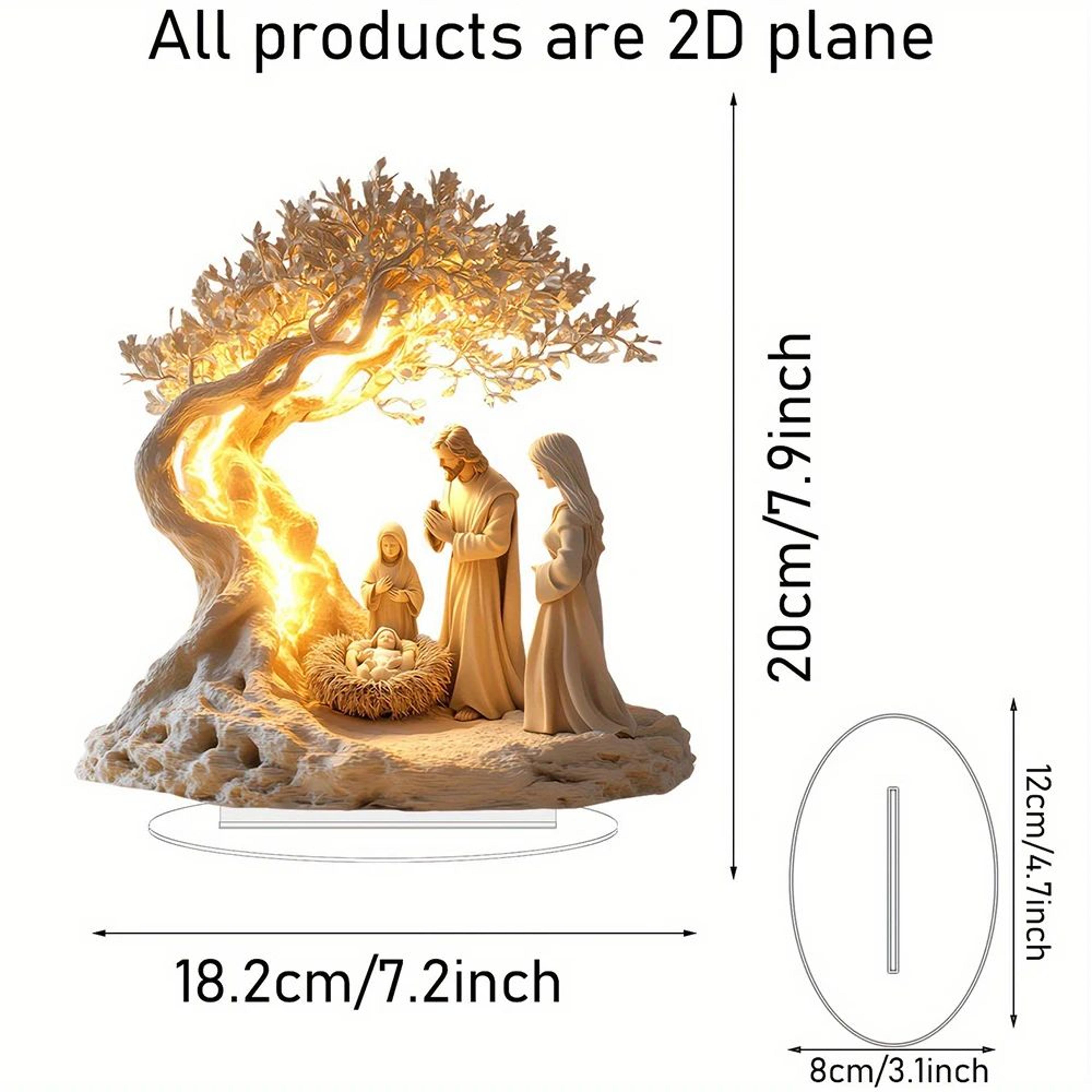 Acrylic Nativity Ornament  2D Jesus Birth Scene Tabletop Decor Tree Of Life Family Statue 6