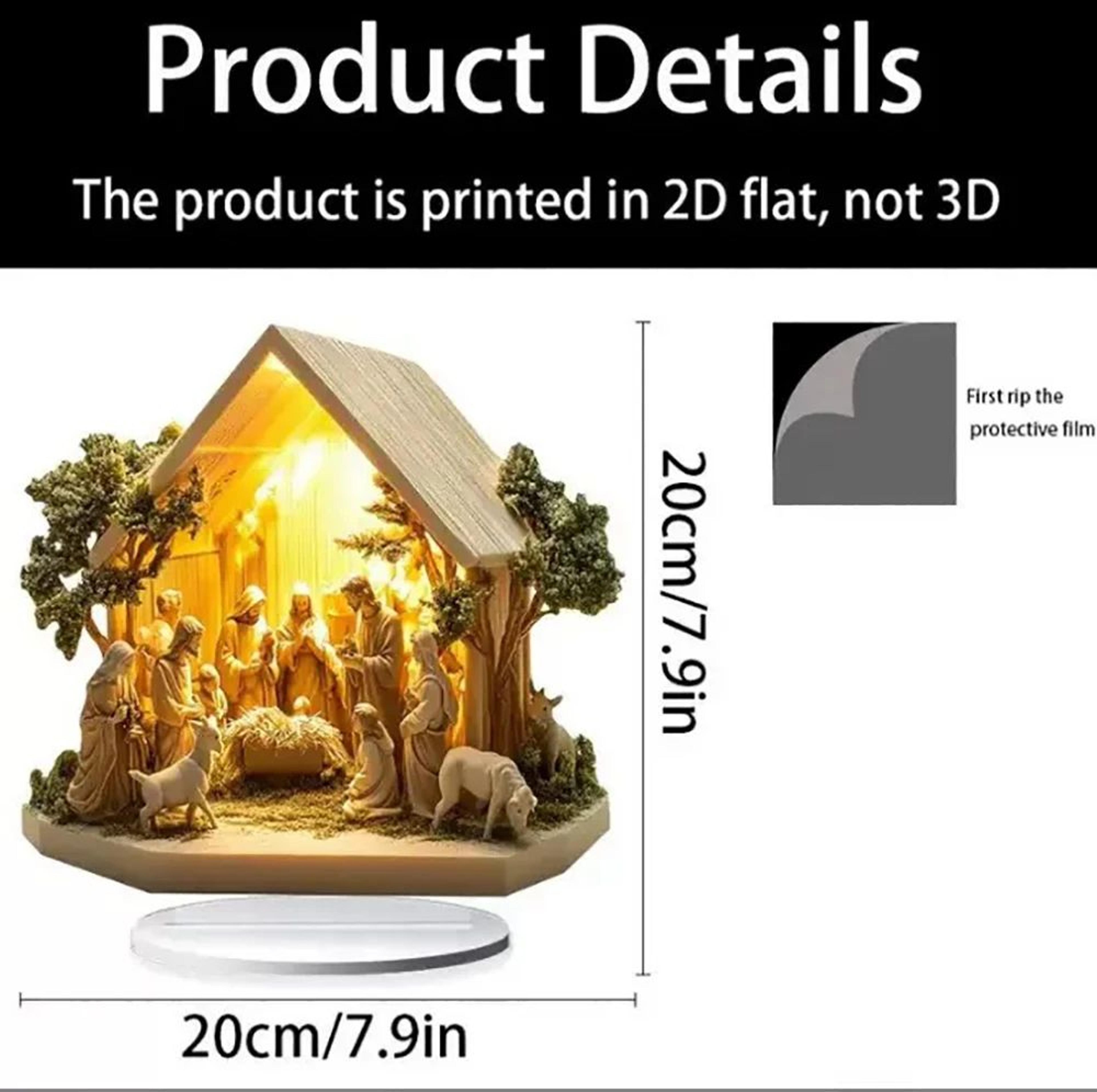 Acrylic Nativity Ornament  2D Jesus Birth Scene Tabletop Decor Tree Of Life Family Statue 5