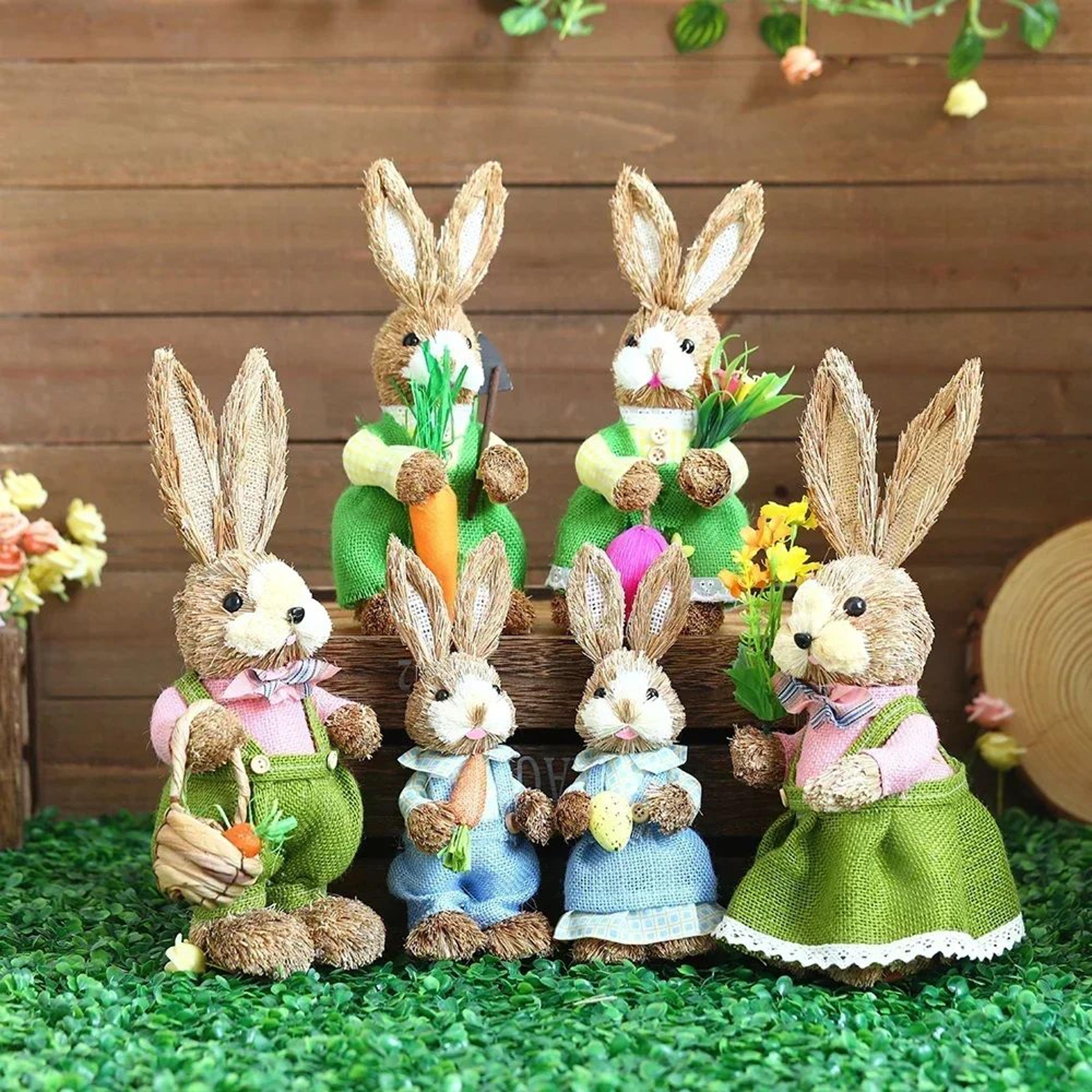 Easter Bunny Cattail Decoration  Cute Rabbit Figure Ornament For Home  Holiday Decor 1