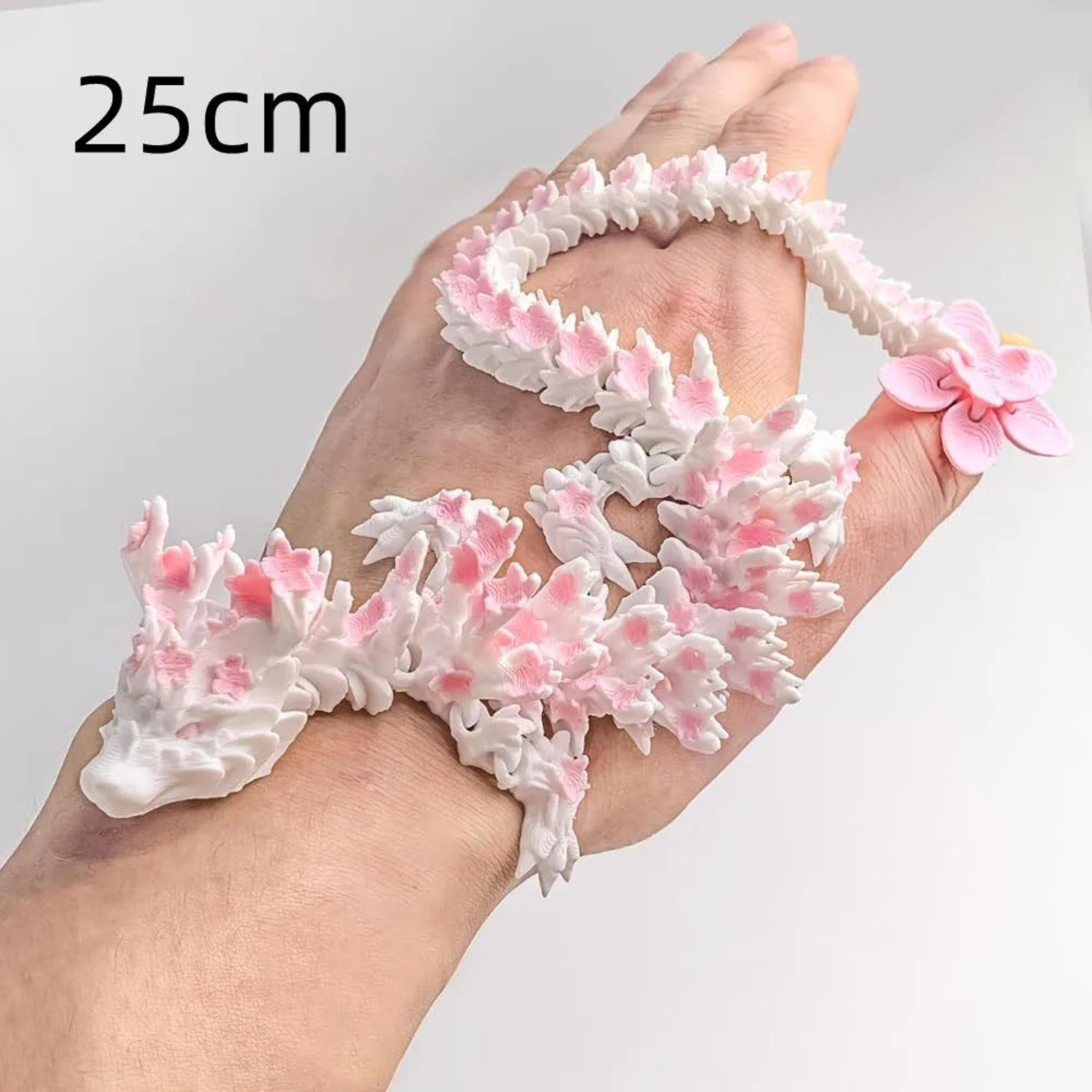 3D Printed Cherry Blossom Dragon Figurine  Movable Joint Love Dragon Desk Decor Ornament 9