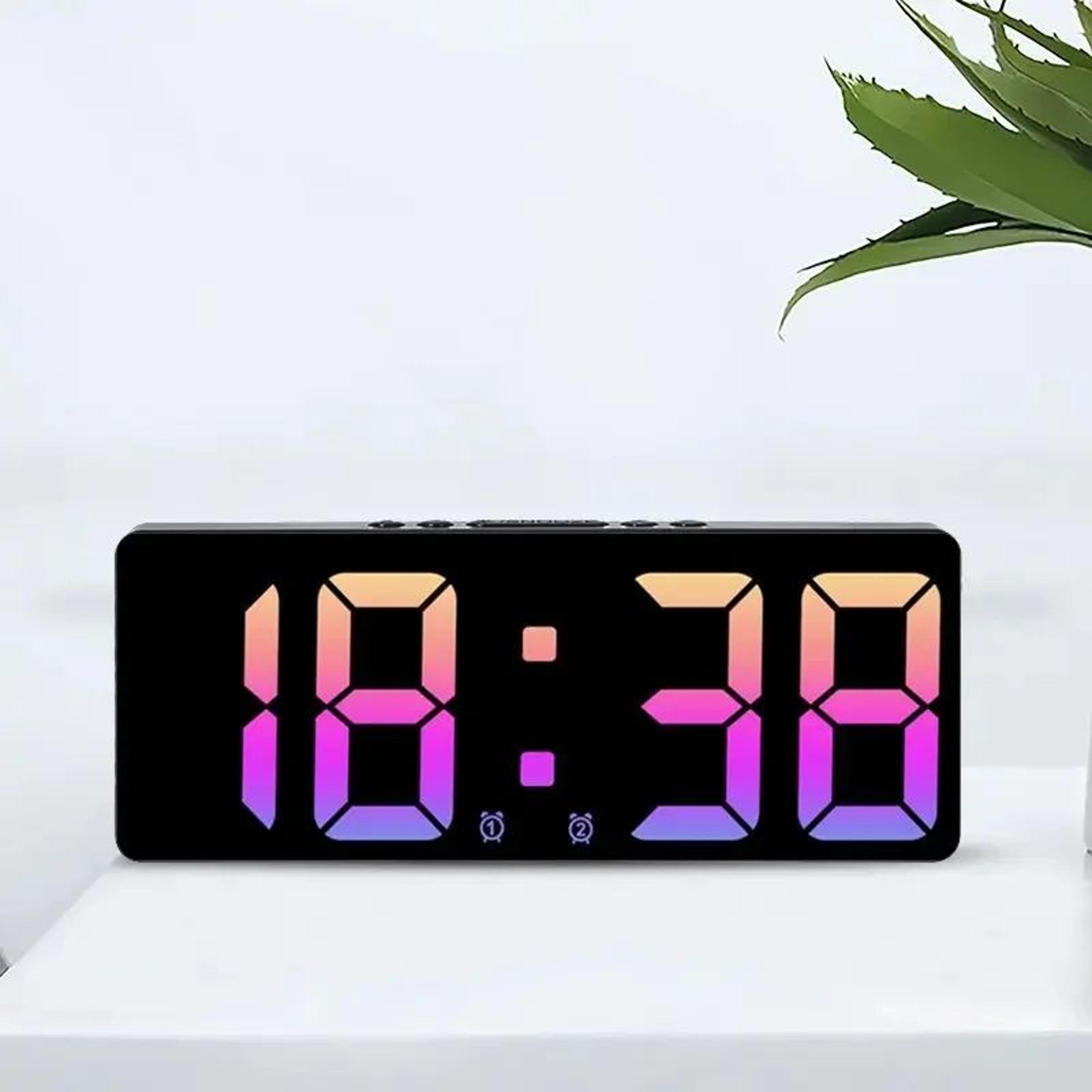 smart voice control led digital alarm clock – dual alarm, temperature display, night mode desk clock