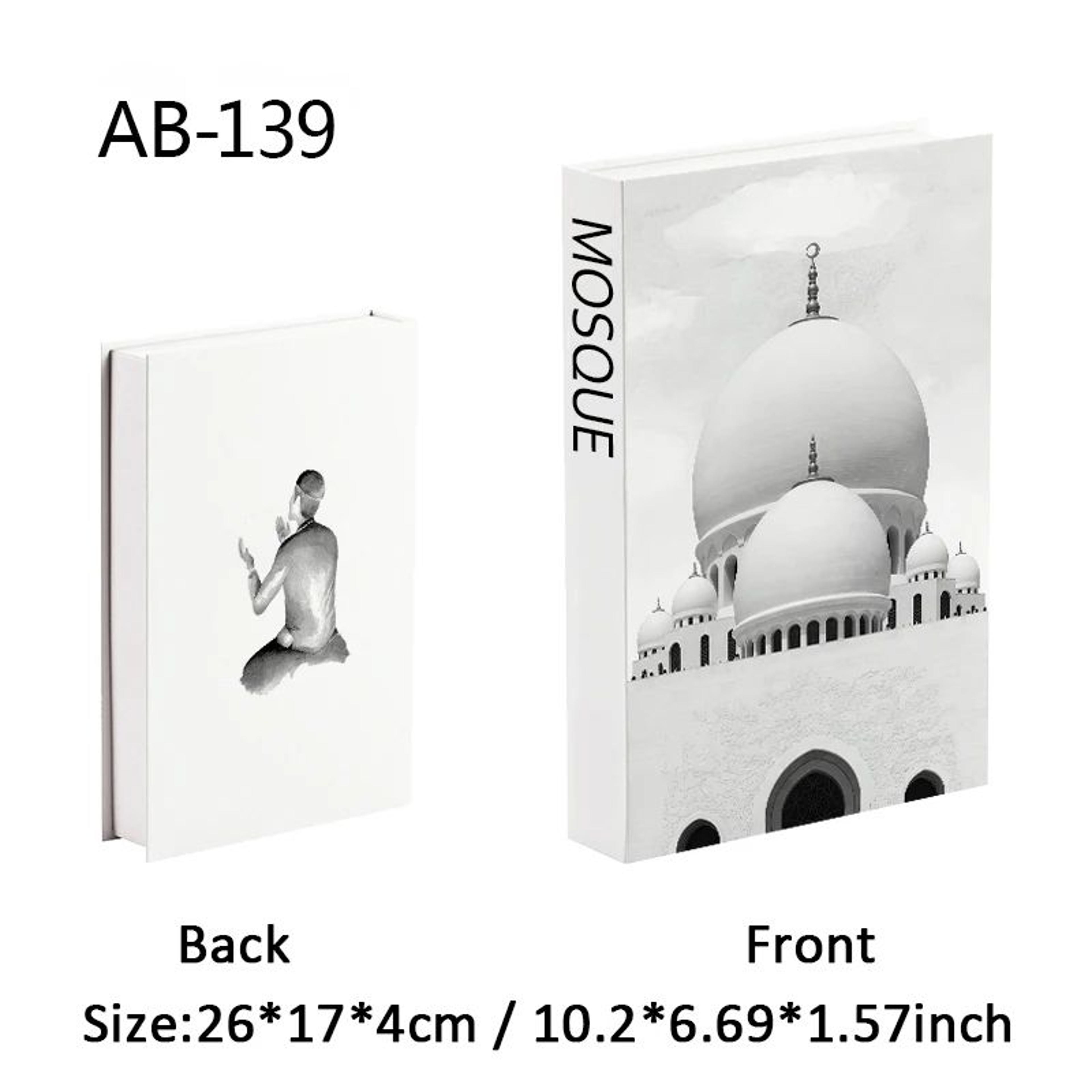 Islamic Luxury Decorative Book Storage Box  Kaaba Mosque Faux Book Coffee Table Decor 15