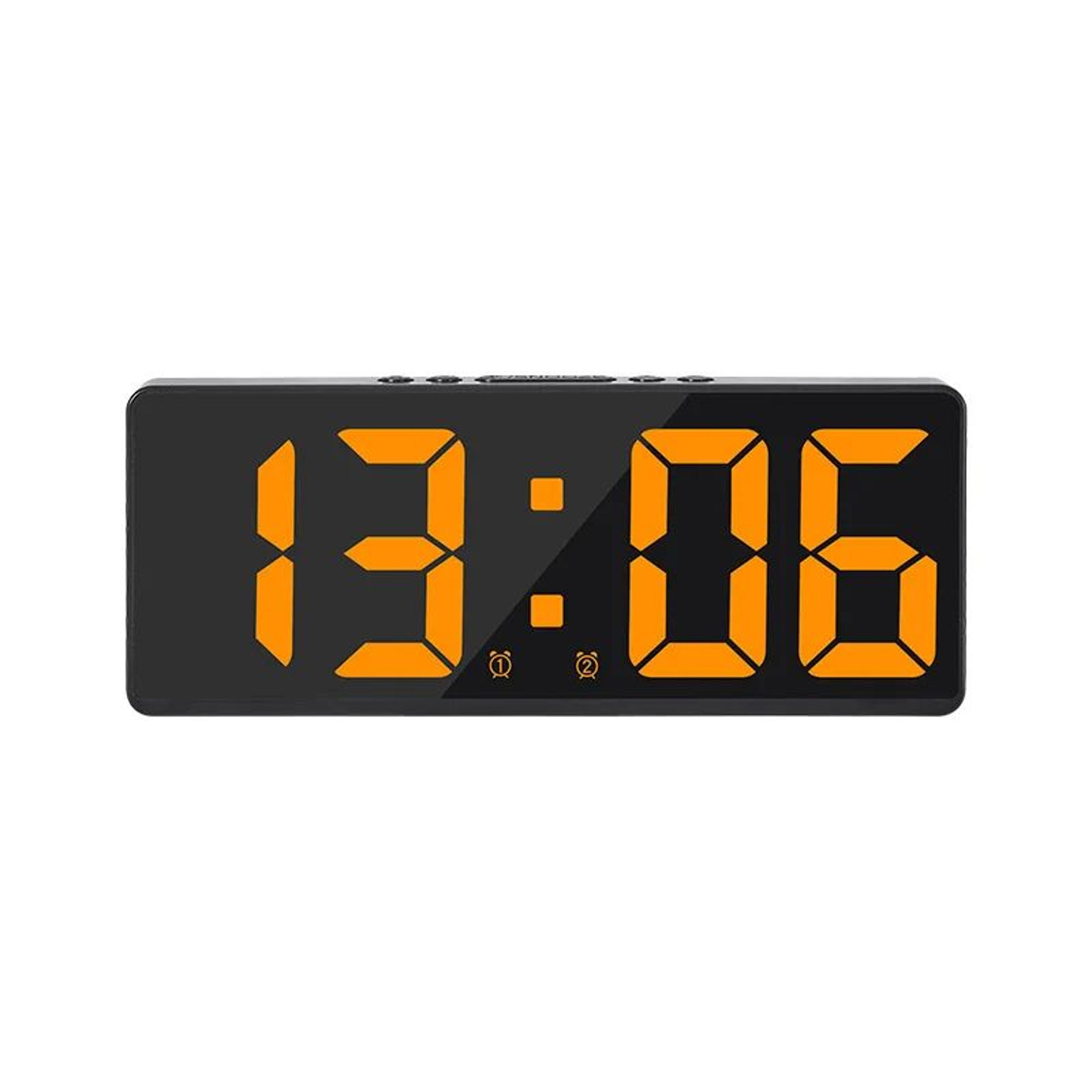 Modern LED Mirror Digital Alarm Clock  Voice Control Snooze Night Mode Desk Clock 15