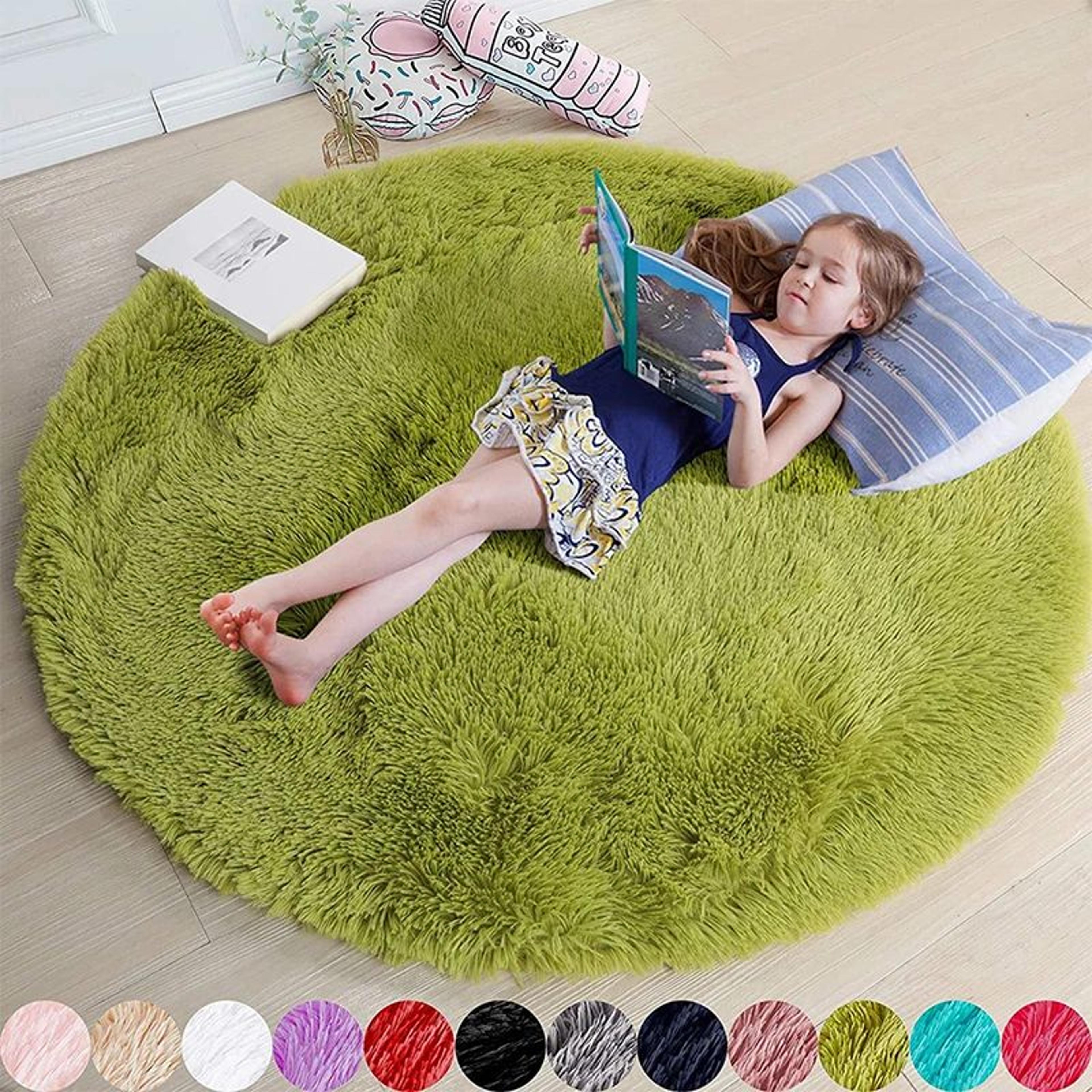 Fluffy Round Shaggy Area Rug  Soft Plush Carpet For Bedroom Nursery  Living Room 7