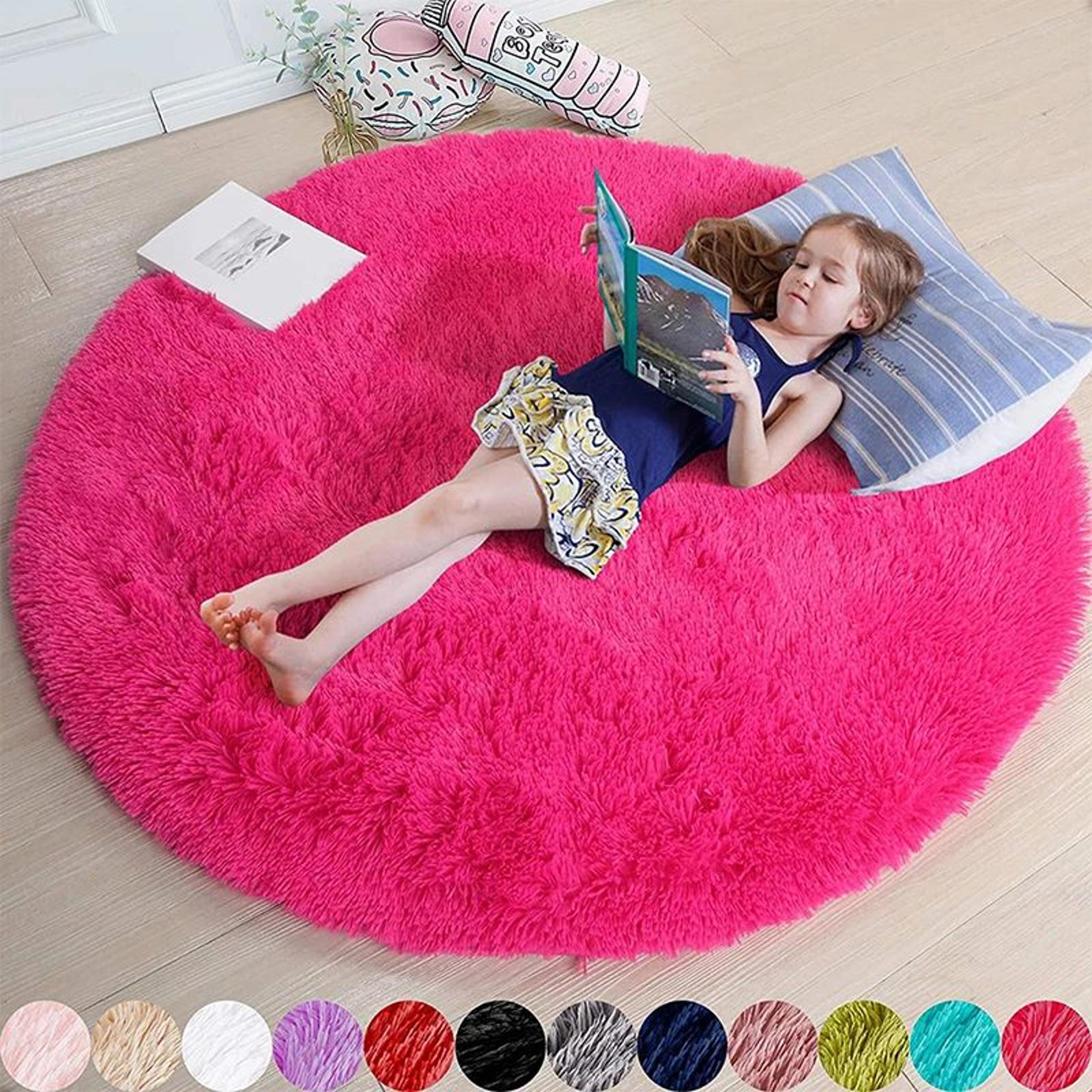 Fluffy Round Shaggy Area Rug  Soft Plush Carpet For Bedroom Nursery  Living Room 14