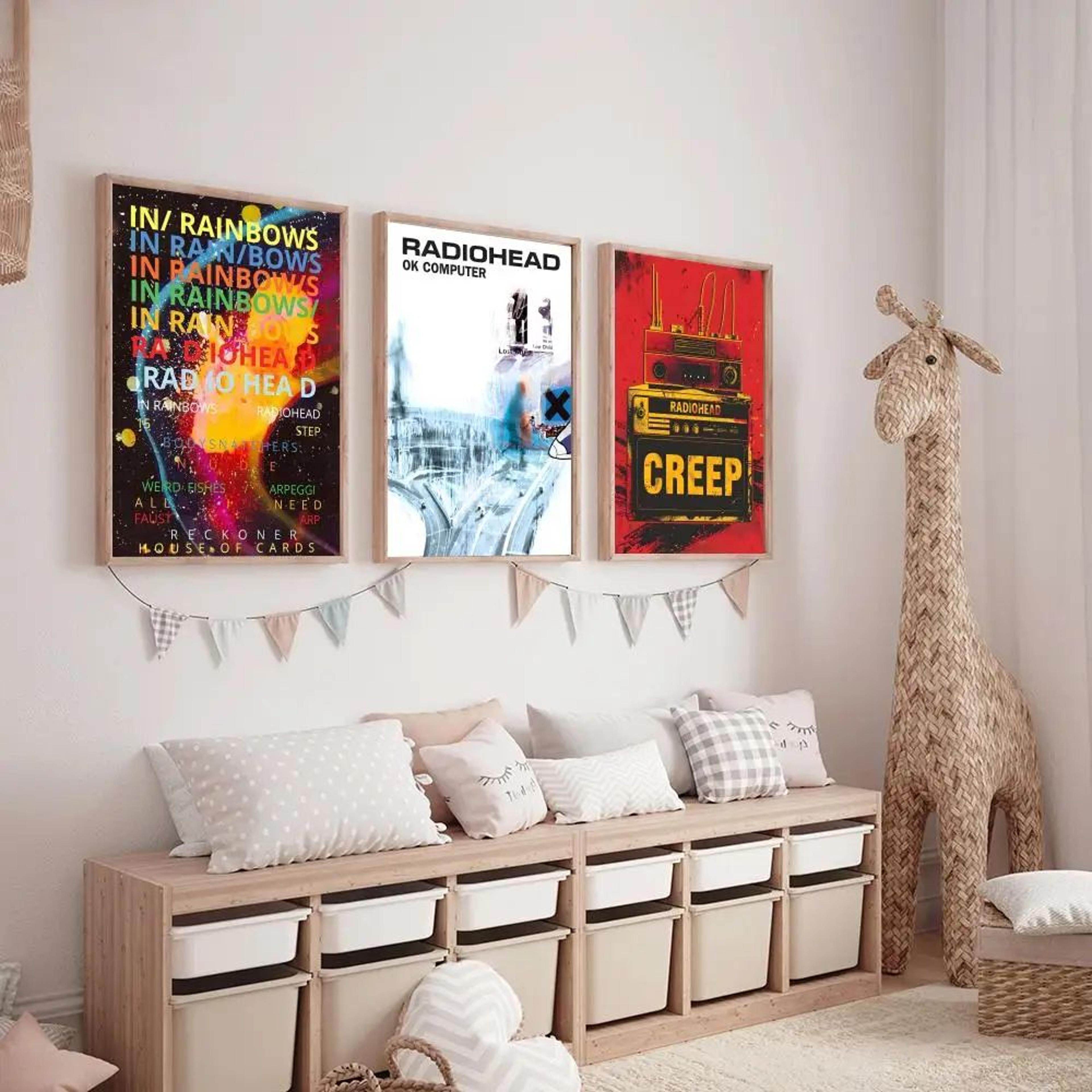 Radiohead Rainbow Canvas Poster  Aesthetic Band Calligraphy Wall Art For Room Decor 1