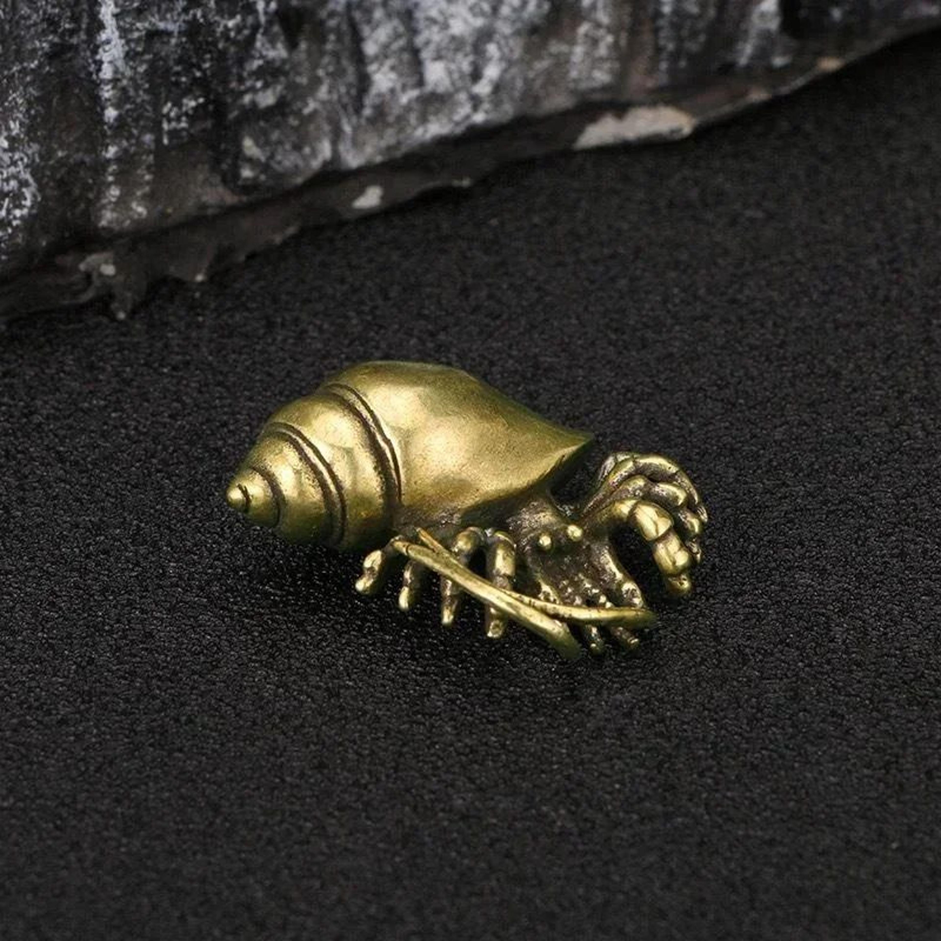 Vintage Brass Hermit Crab Figurine  Handmade Copper Sea Animal Desktop Decor 1