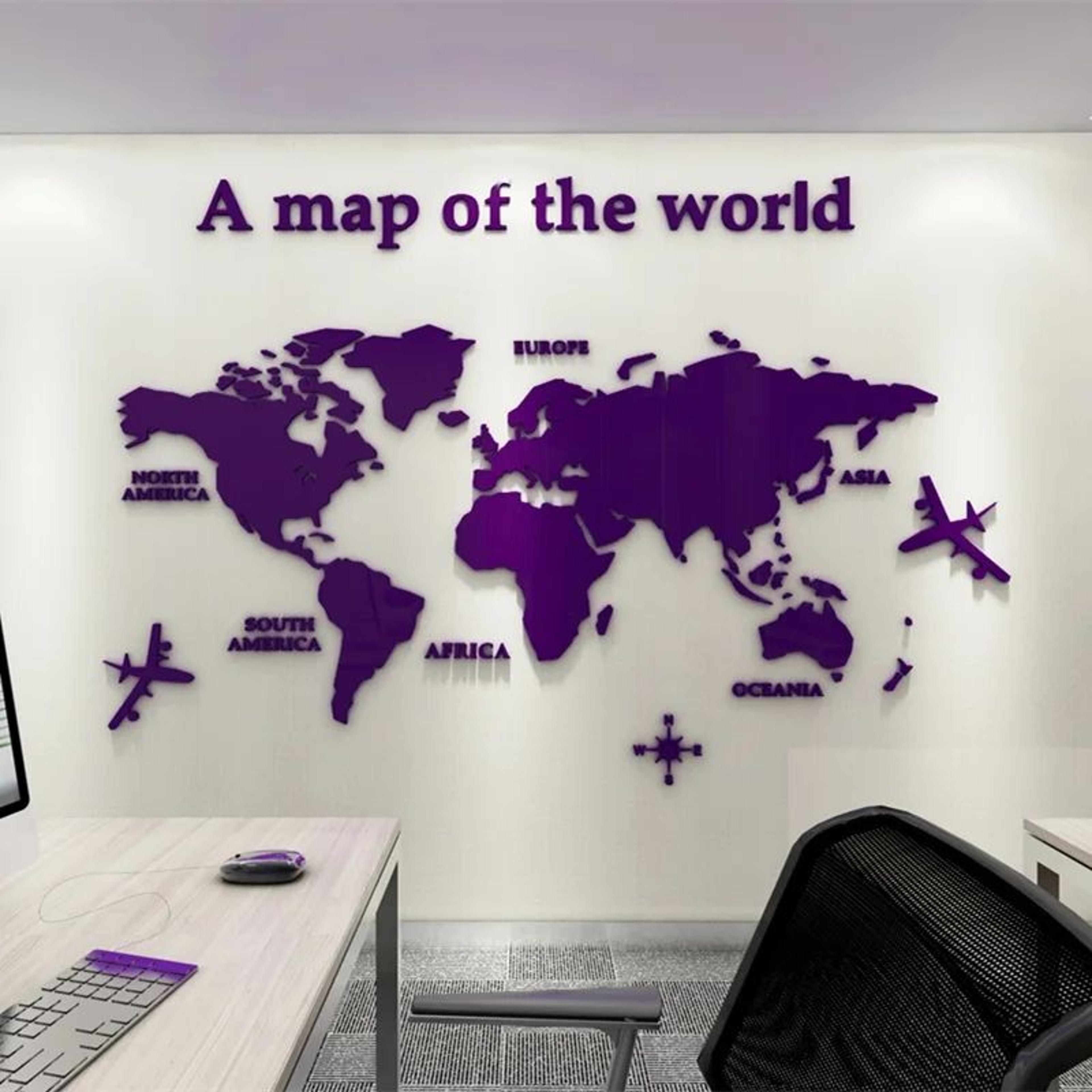3D Acrylic World Map Wall Sticker  Modern Crystal Wall Decor For Living Room  Office 2