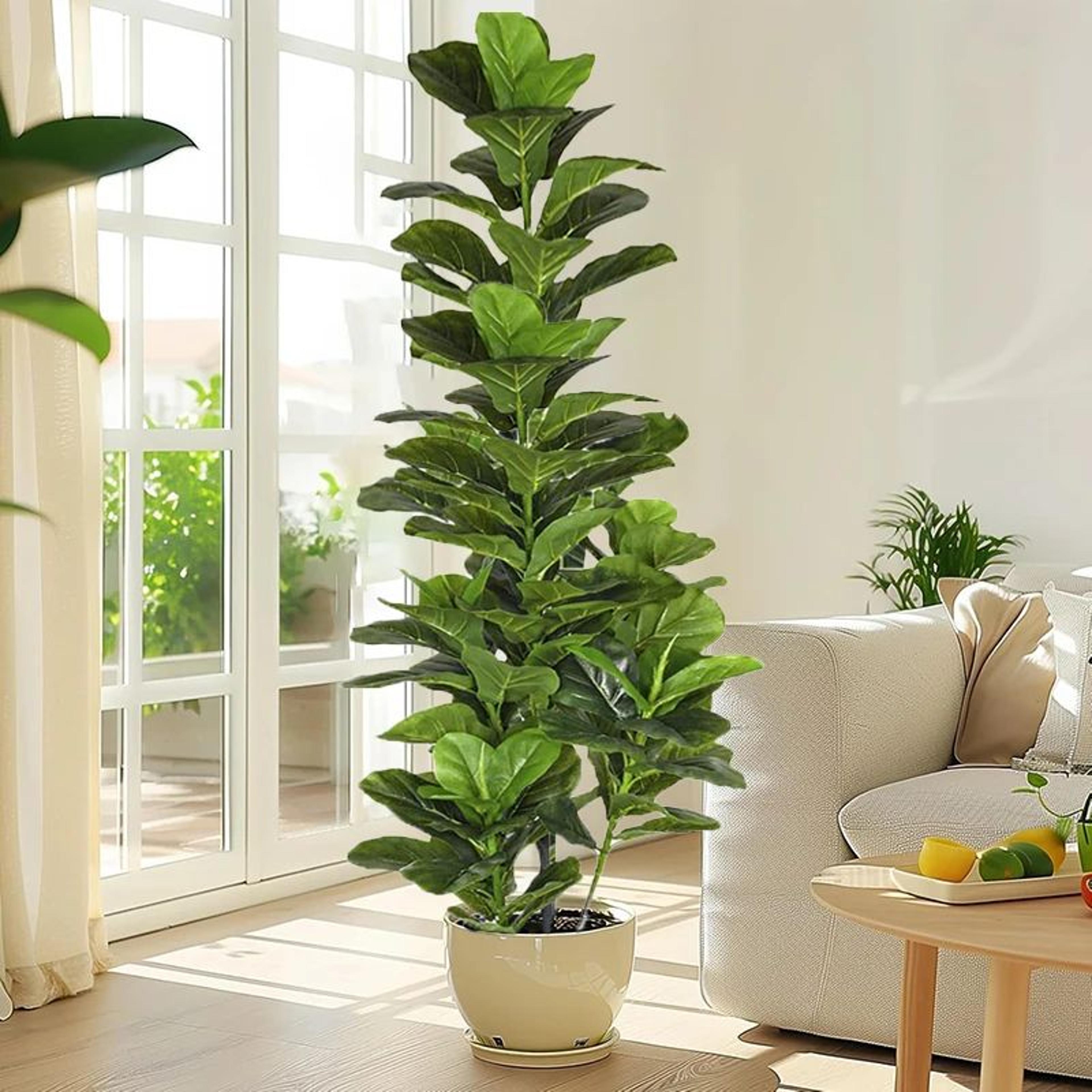591 In Artificial Fiddle Leaf Fig Tree  Large Tropical Faux Ficus Plant For Home  Office Decor 1