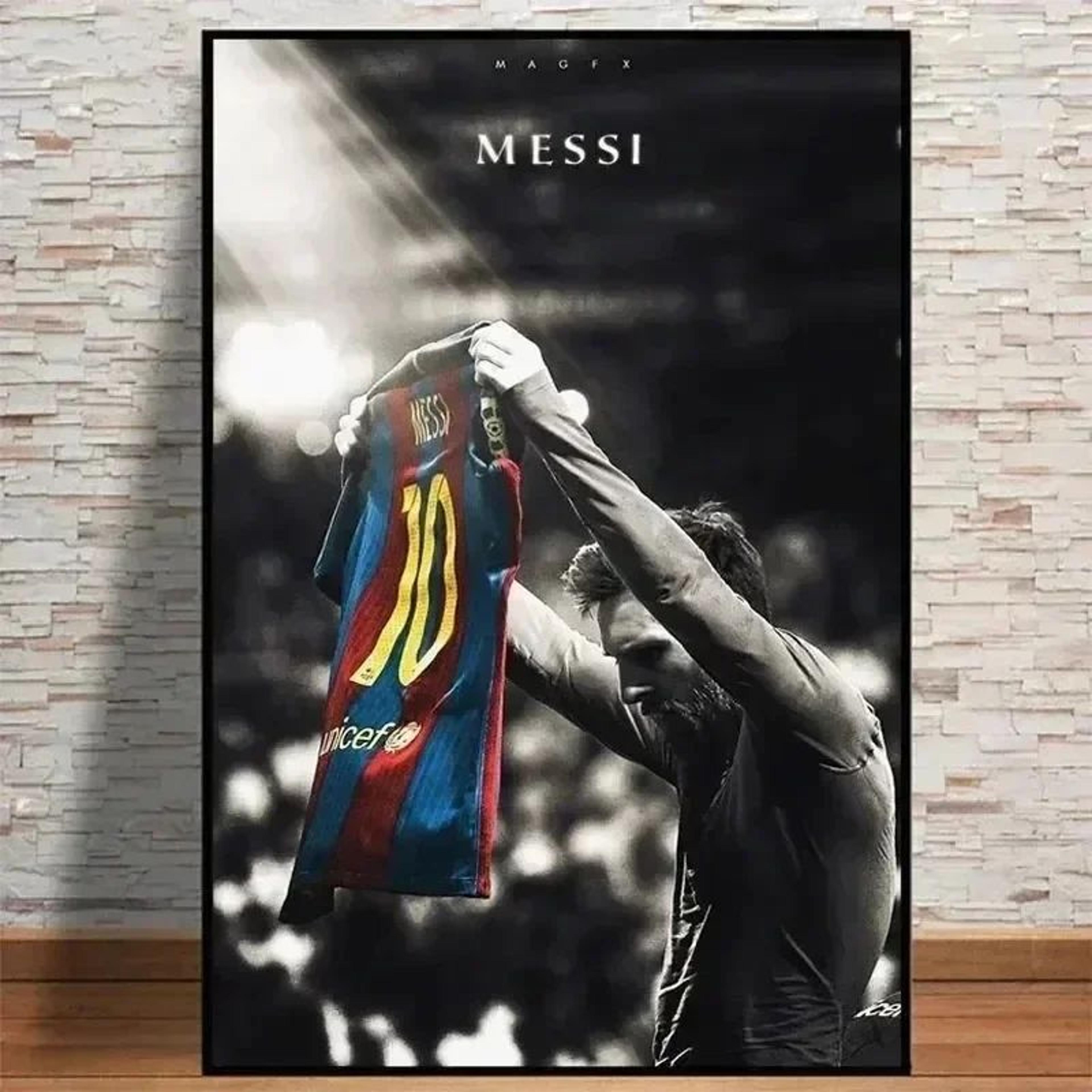 lionel messi vintage canvas wall art – hd football star poster for home & living room decor
