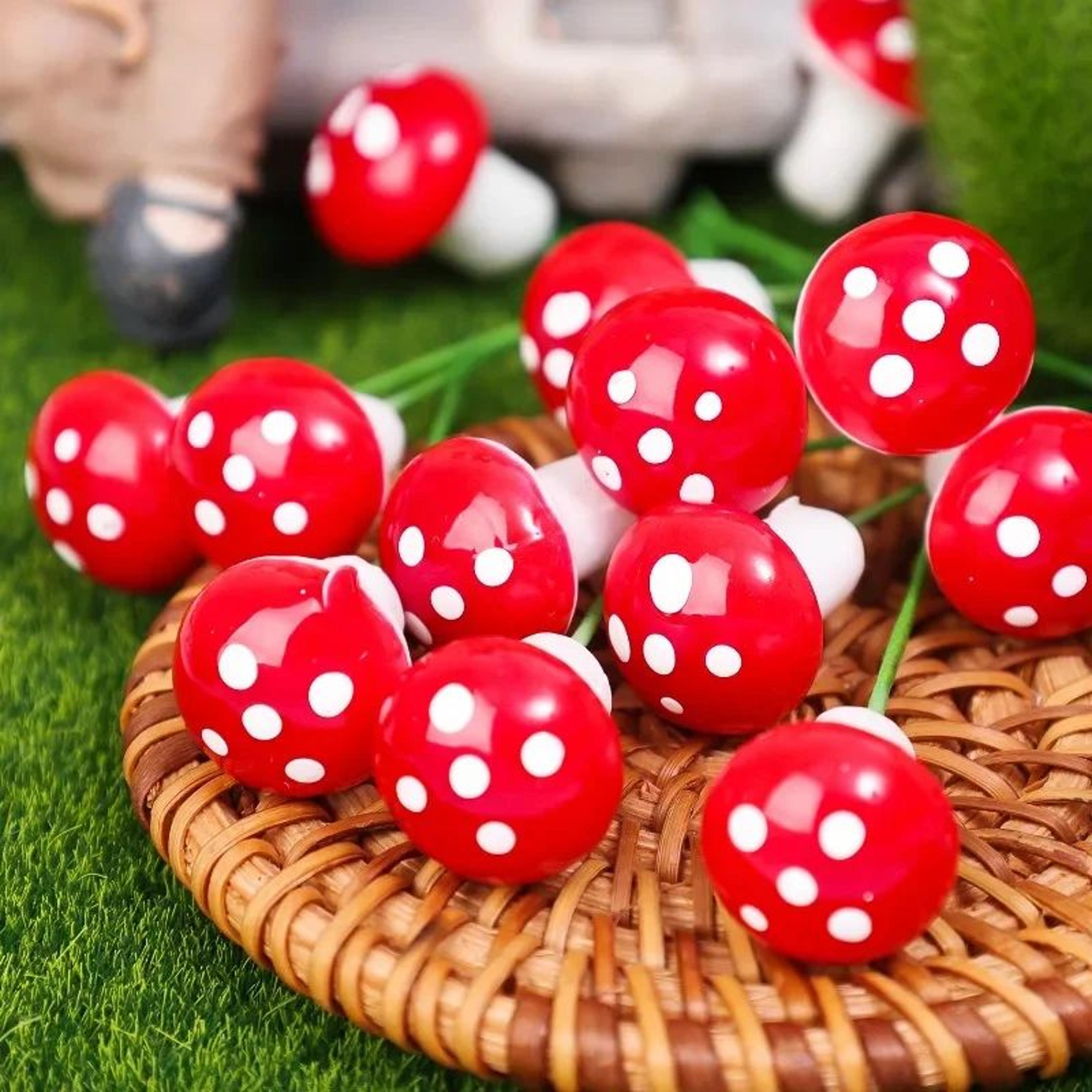 Mini Red Mushroom Fairy Garden Decor  Foam Miniature Mushrooms For DIY Terrarium  Bonsai Crafts 1