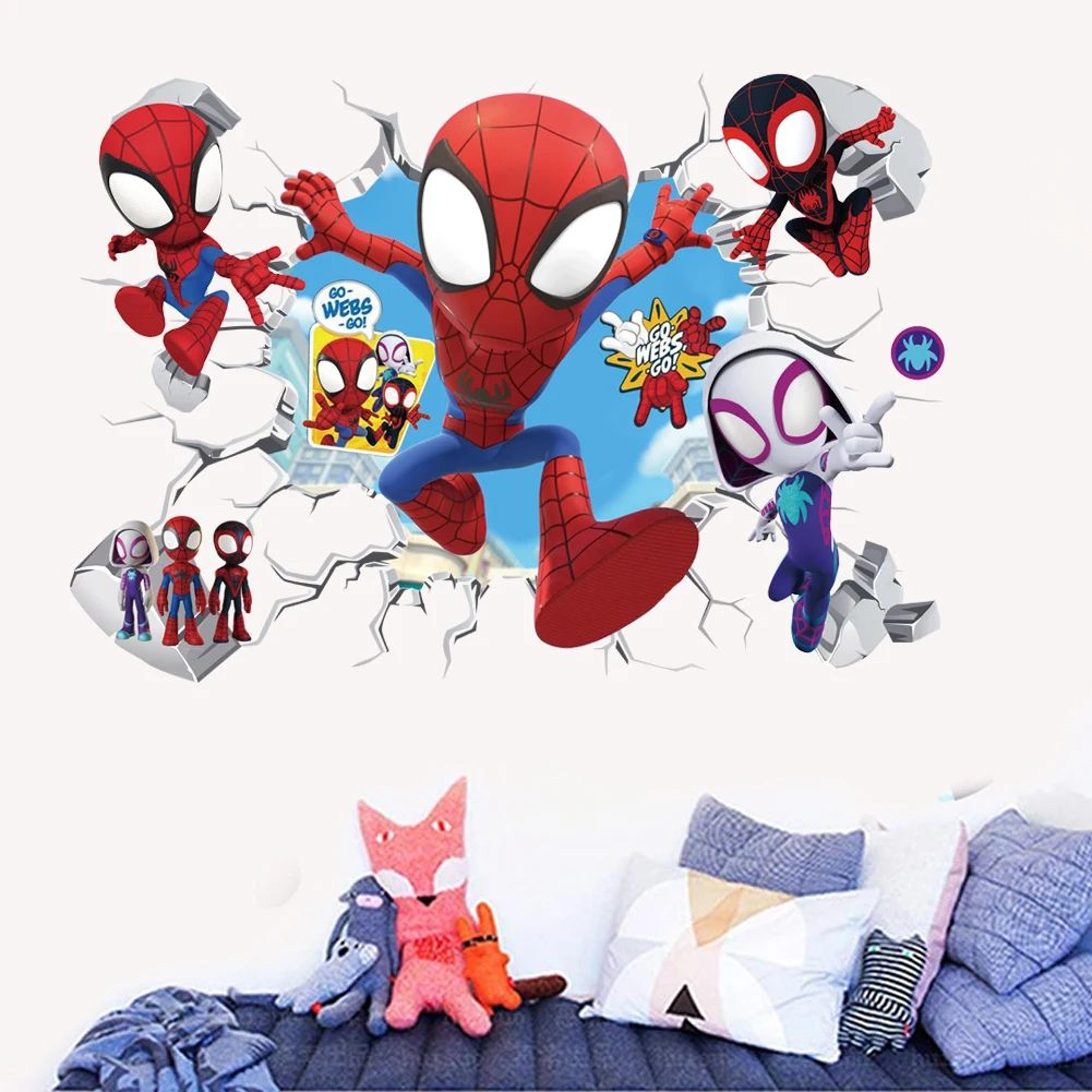 Cute Spiderman Wall Stickers For Kids  Superhero PVC Decals For Bedroom  Playroom Decor 4