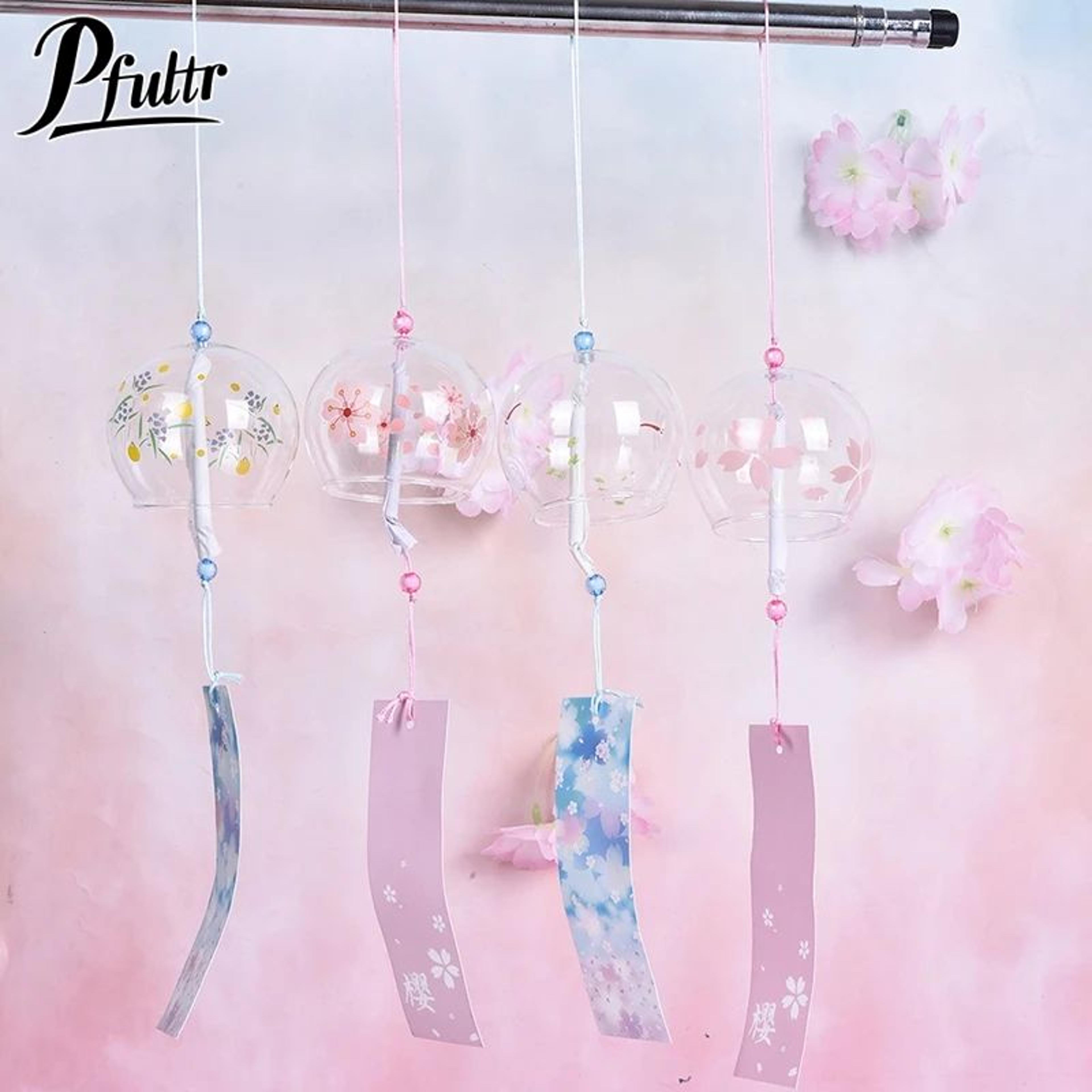 Japanese Sakura Glass Wind Chime  Handmade Clear Wind Bell Hanging Decor For Home  Garden 4