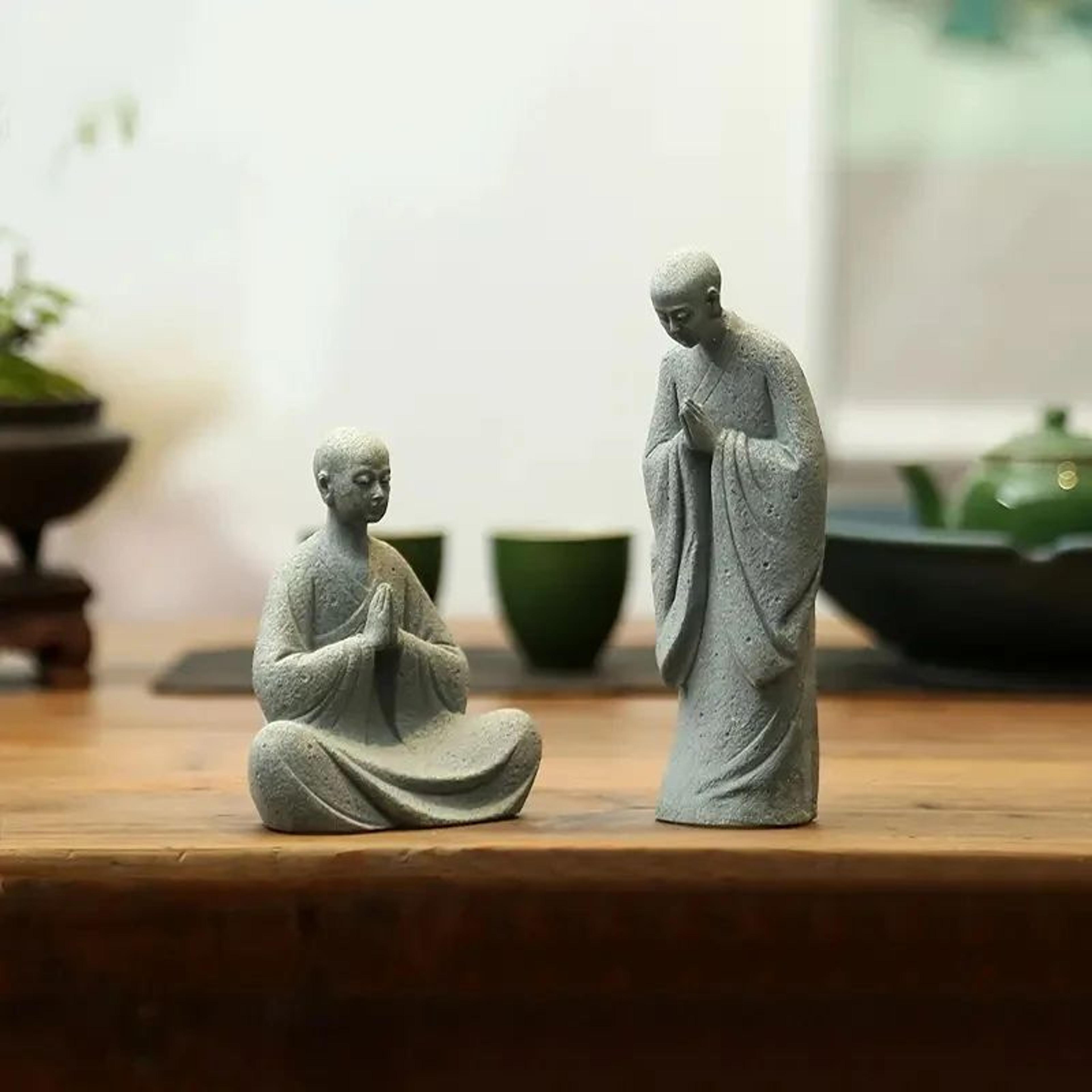 Zen Wishing Monk Resin Figurine  Buddhist Micro Landscape Decor For Aquarium Garden  Meditation Spa 5