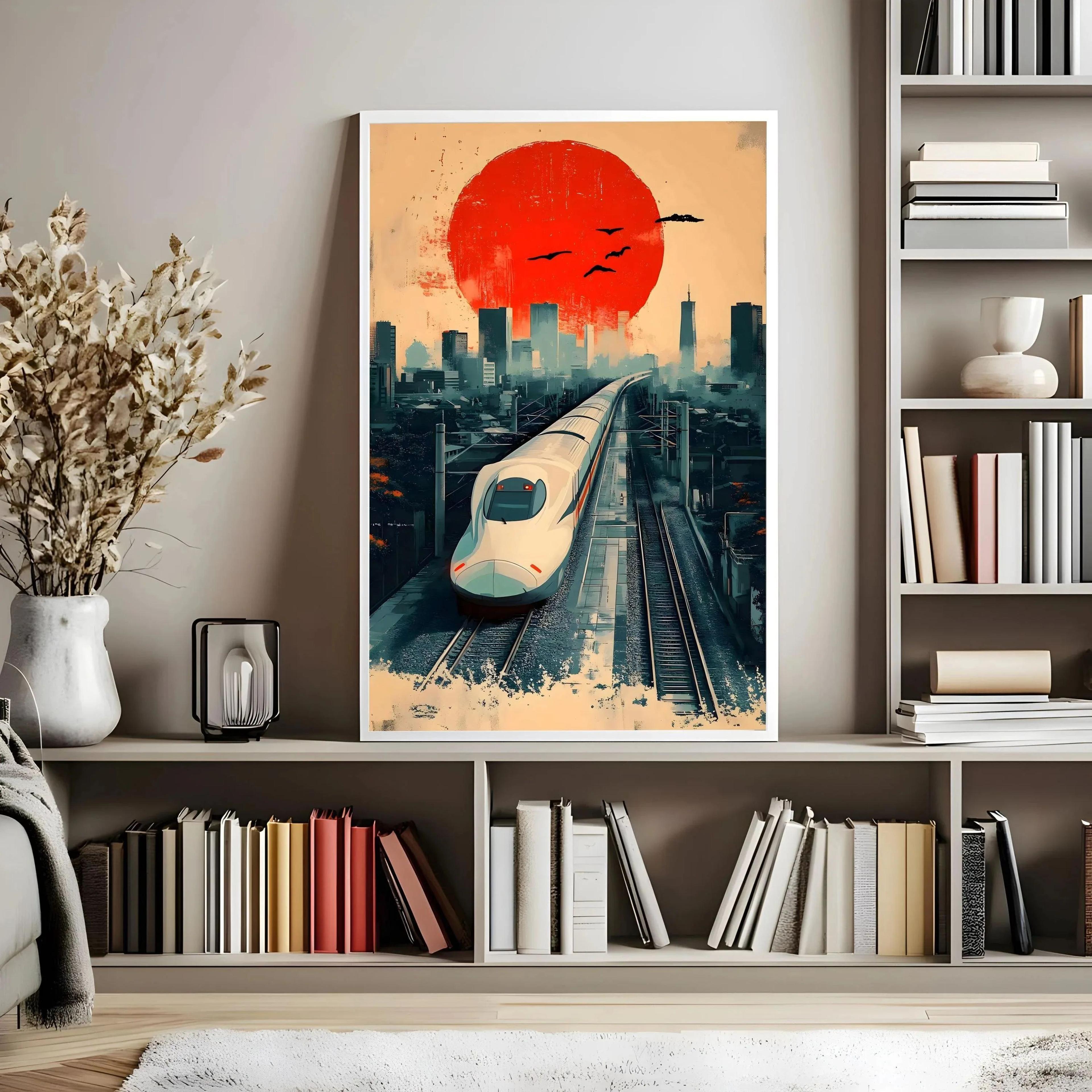 Retro Japanese Tokyo Rainy Night Canvas Wall Art  Railway Street Landscape Poster For Modern Home D 22