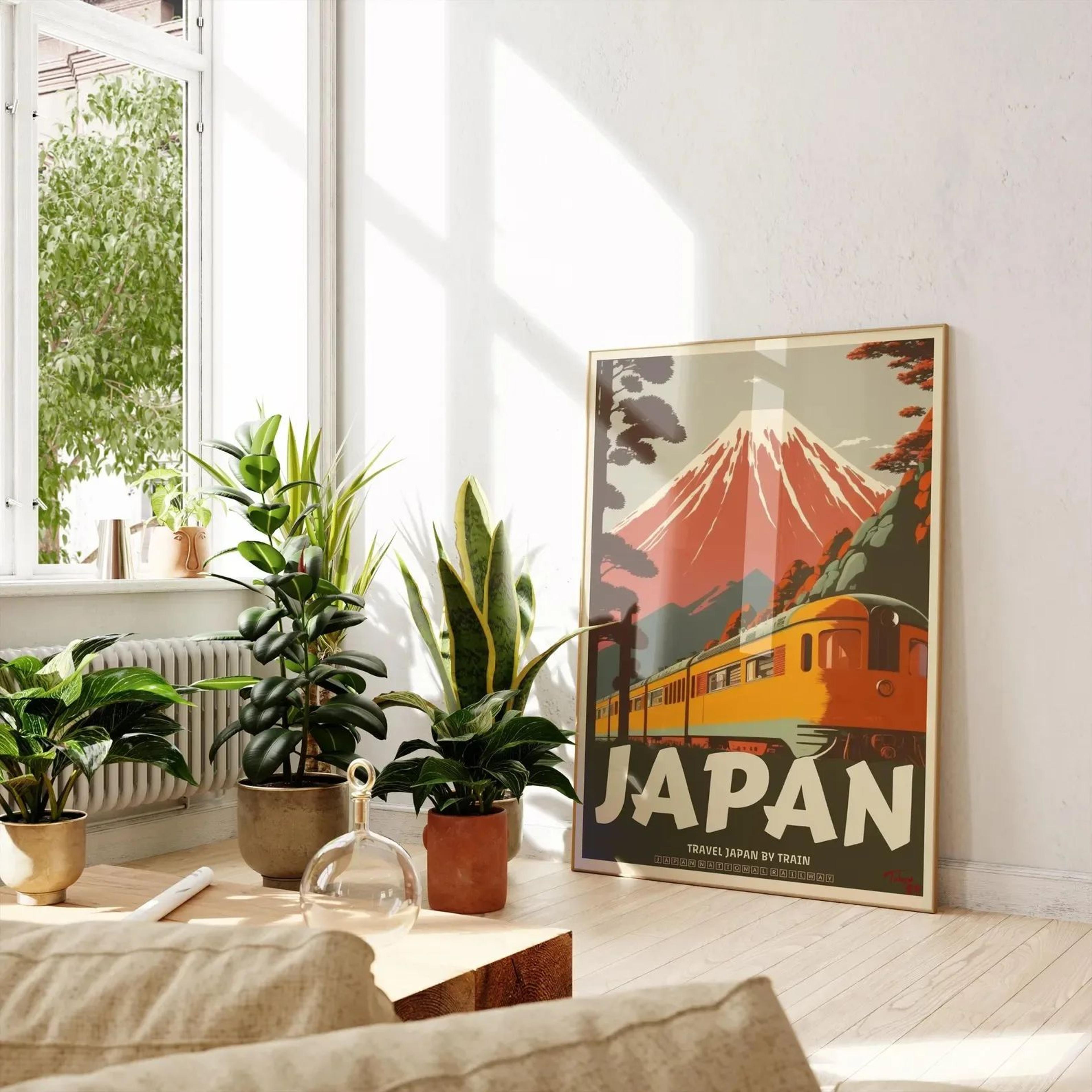 Retro Japanese Tokyo Rainy Night Canvas Wall Art  Railway Street Landscape Poster For Modern Home D 25