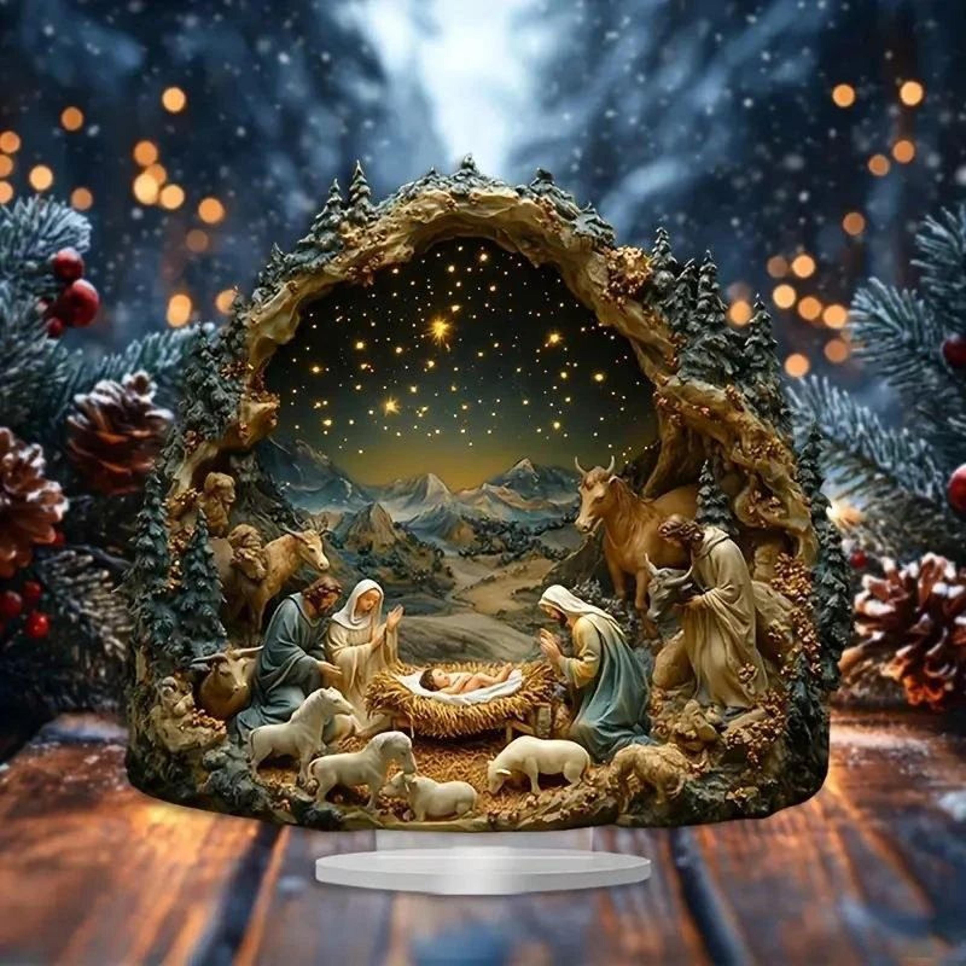 Acrylic Nativity Scene Table Decor  Transparent Christmas Jesus Birth Centerpiece Ornament 6