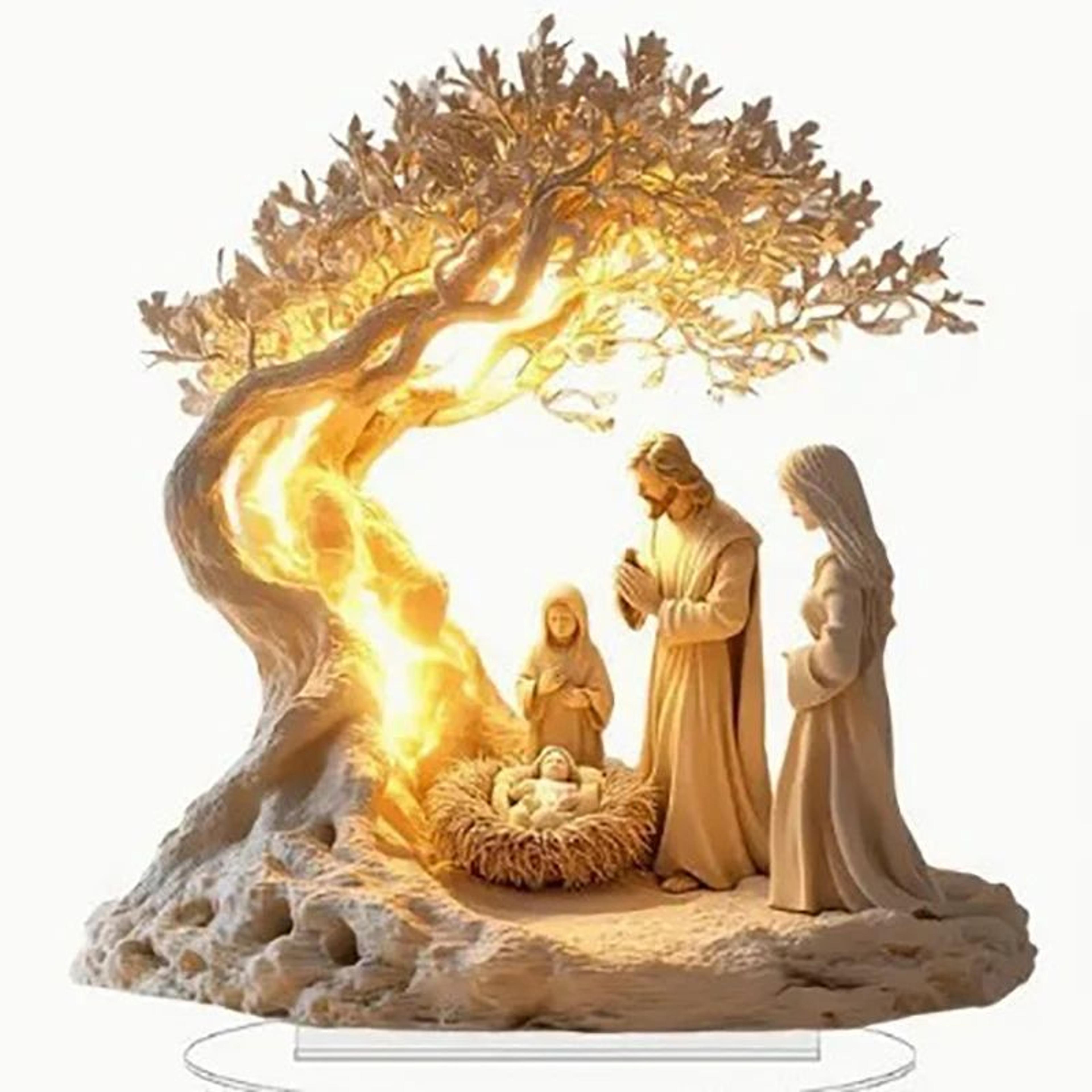 Acrylic Nativity Scene Table Decor  Transparent Christmas Jesus Birth Centerpiece Ornament 9