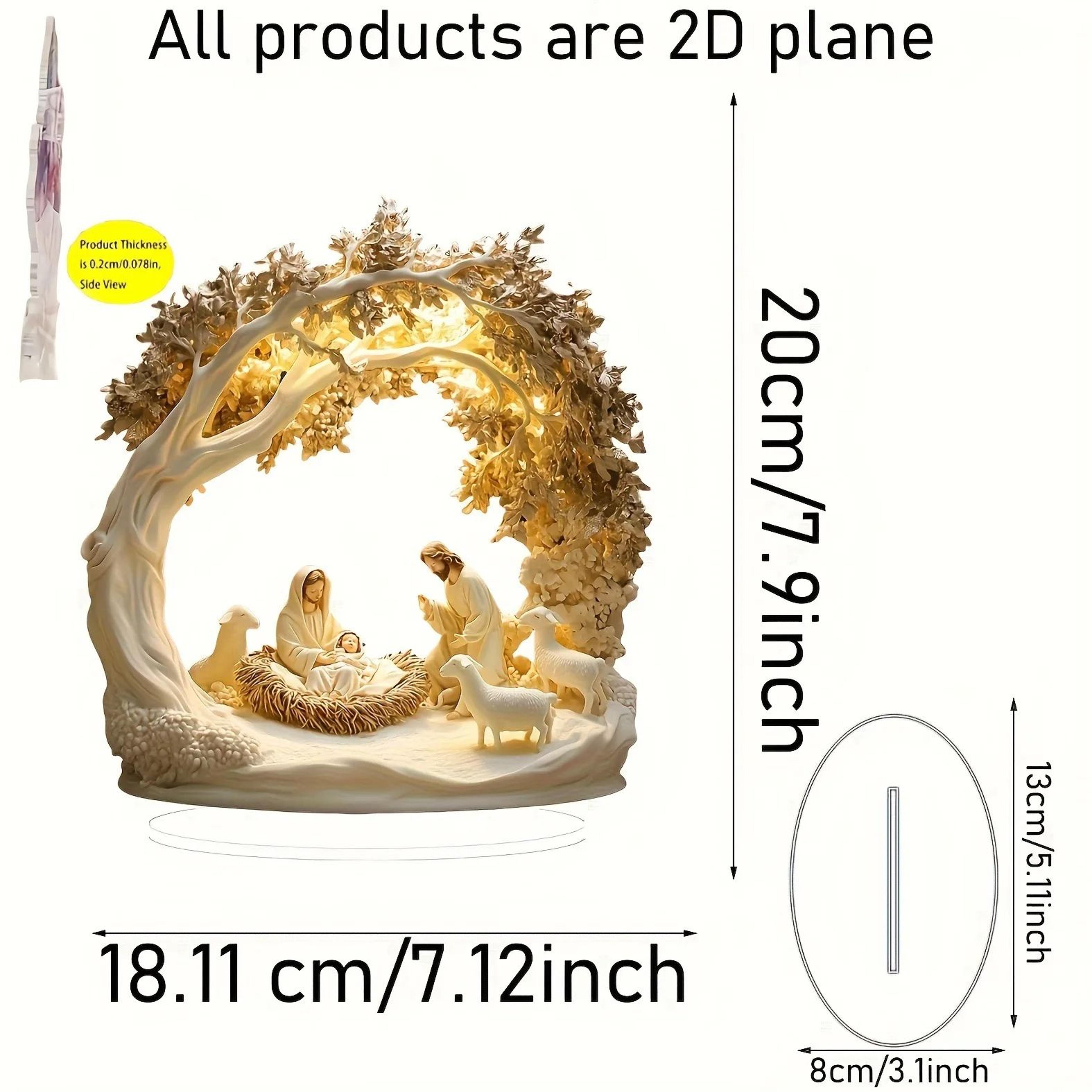 Acrylic Nativity Scene Table Decor  Transparent Christmas Jesus Birth Centerpiece Ornament 12