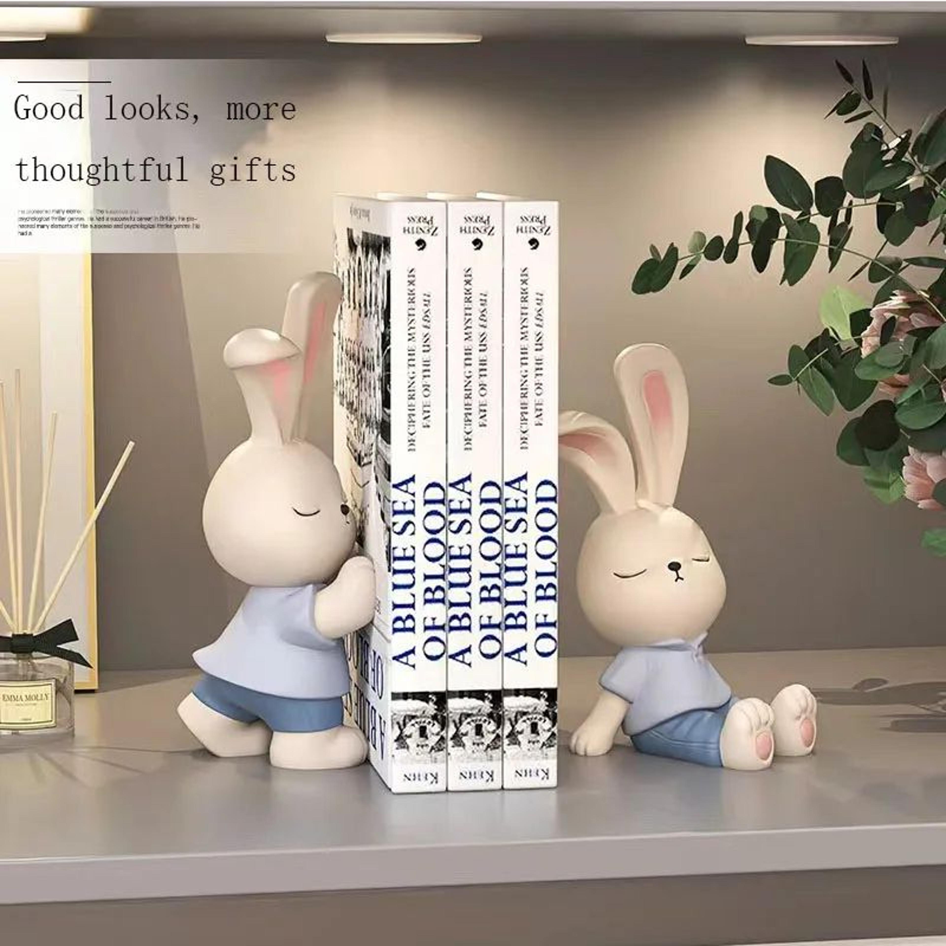 Cute Bear Bookend Figurine  Cream Style Decorative Book Holder For Home  Shelf Decor 10