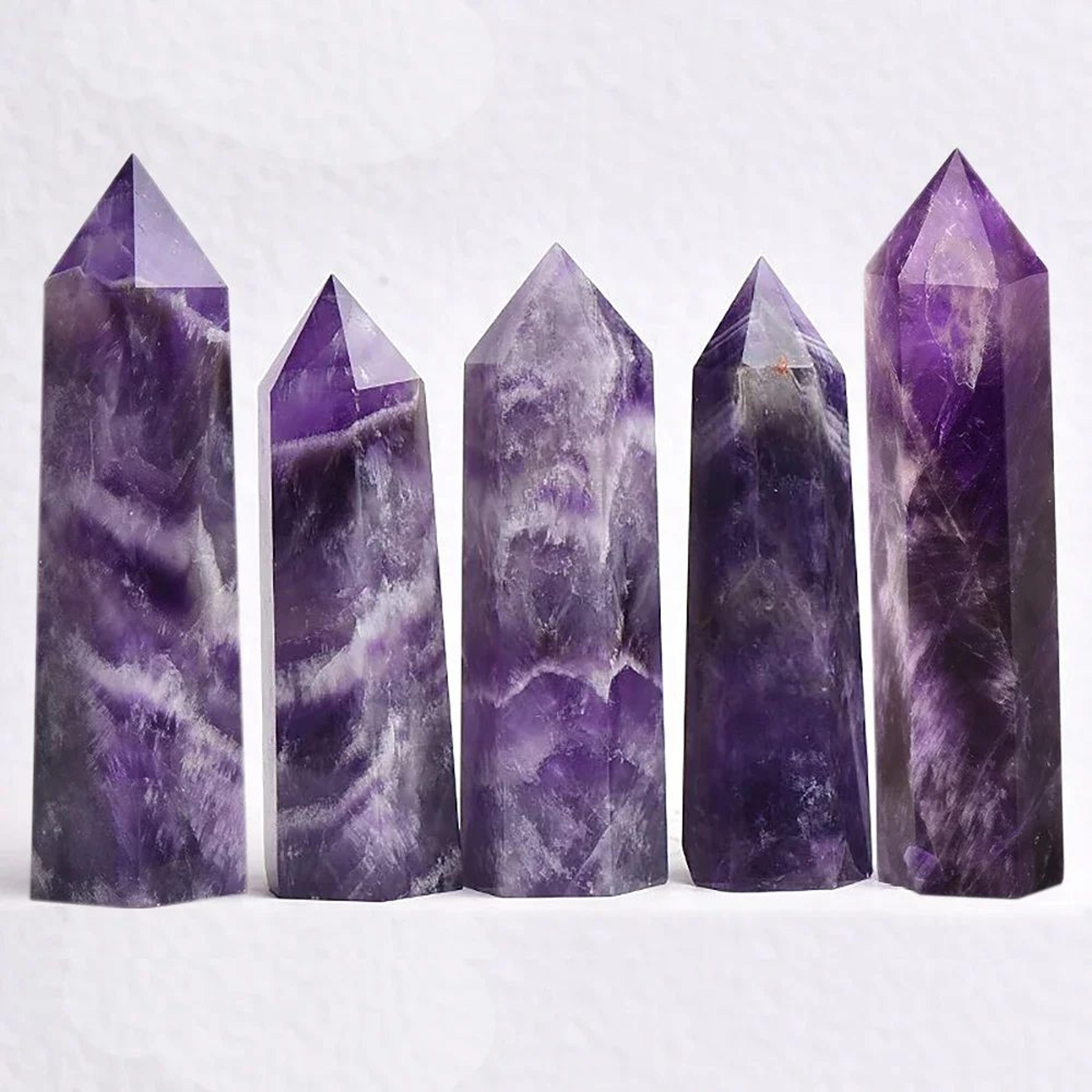 Natural Crystal Obelisk Wand  Rose Quartz  Amethyst Healing Point For Reiki  Home Decor 17