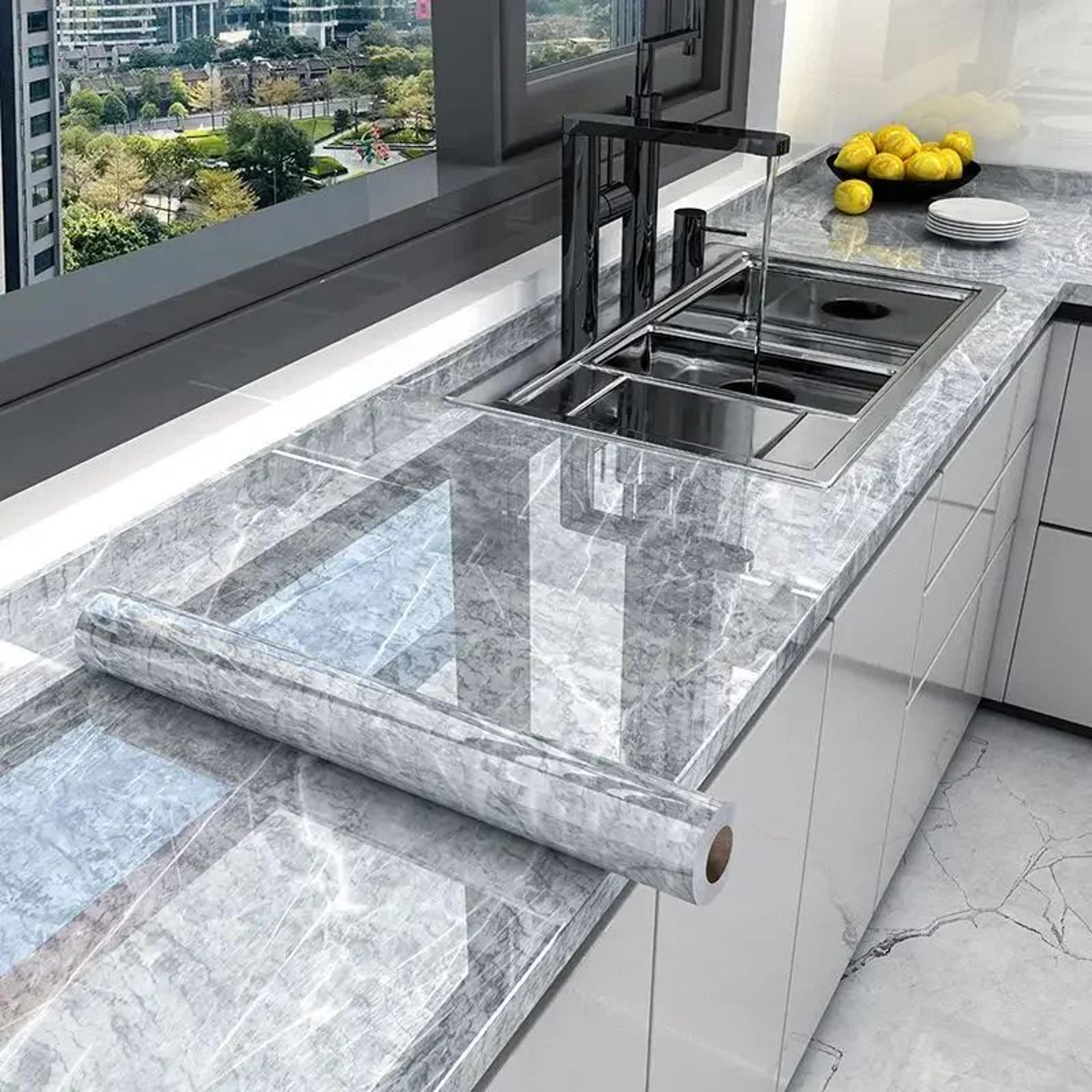 Marble Peel And Stick Wallpaper Roll  Waterproof OilProof SelfAdhesive Film For Kitchen  Home Decor 1