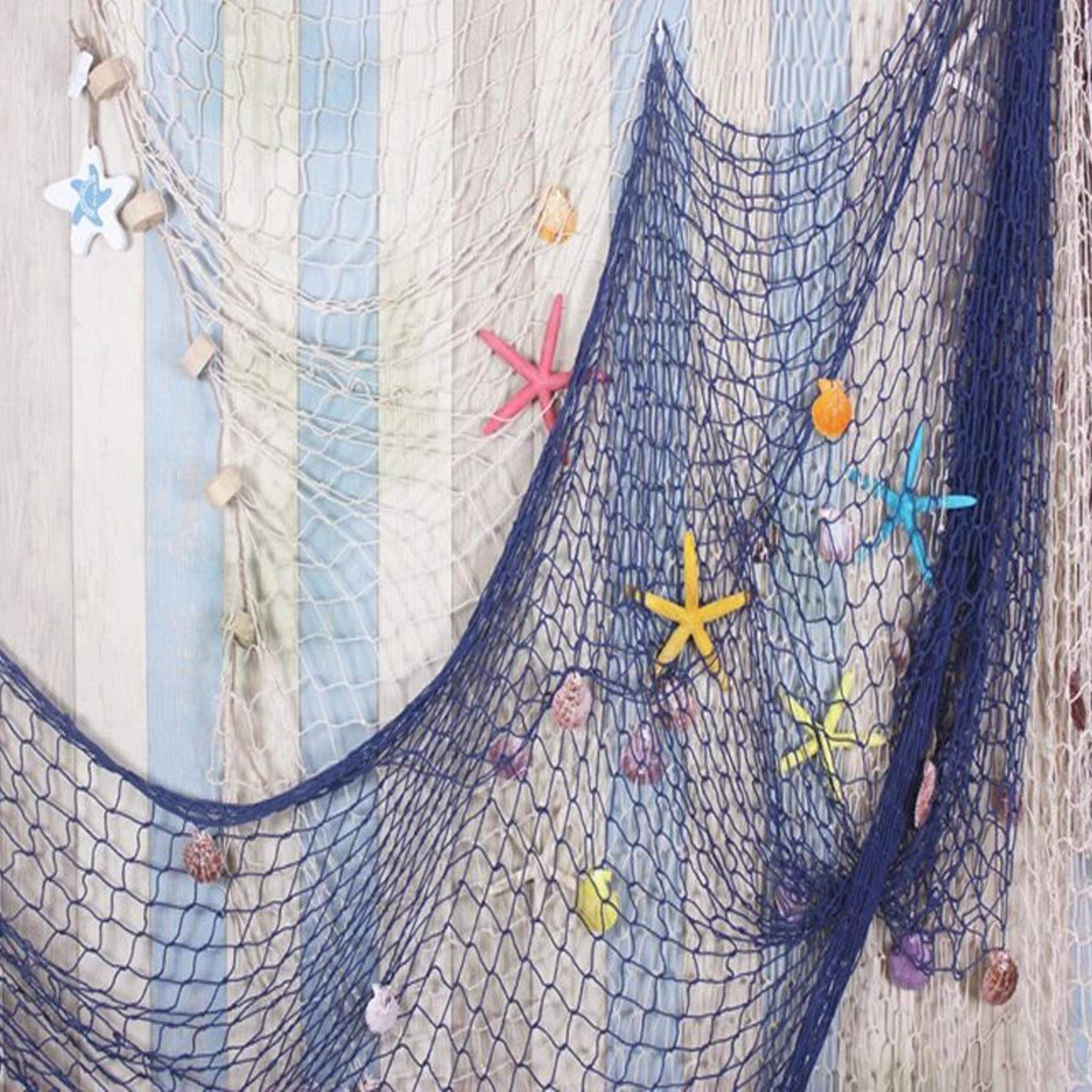 Mediterranean Nautical Fishing Net Wall Decor  Coastal Shell Hanging  DIY Photo Display 5