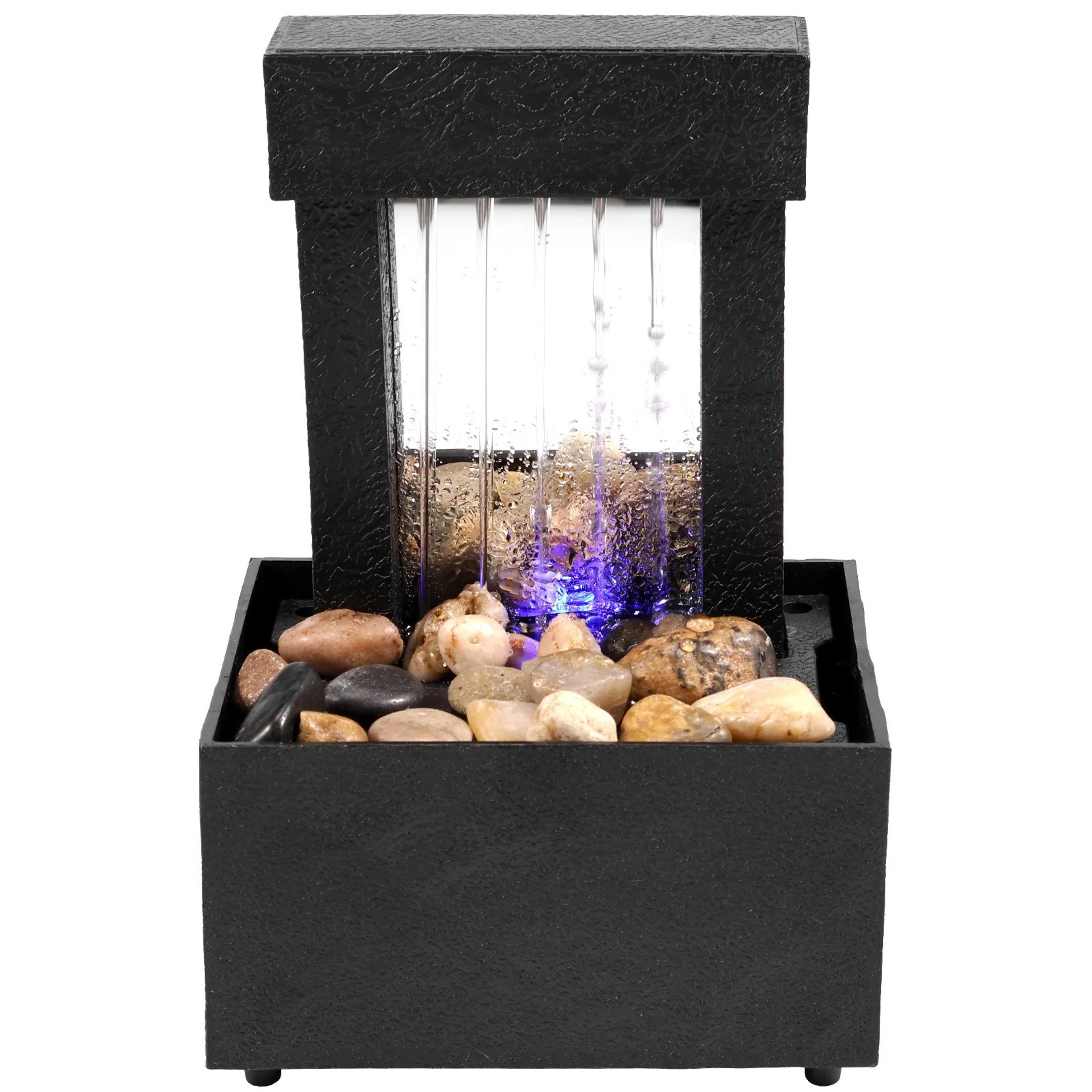 ZenFlow Tabletop Water Fountain With LED Light  USBBattery Mini Desktop Waterfall Decor 7