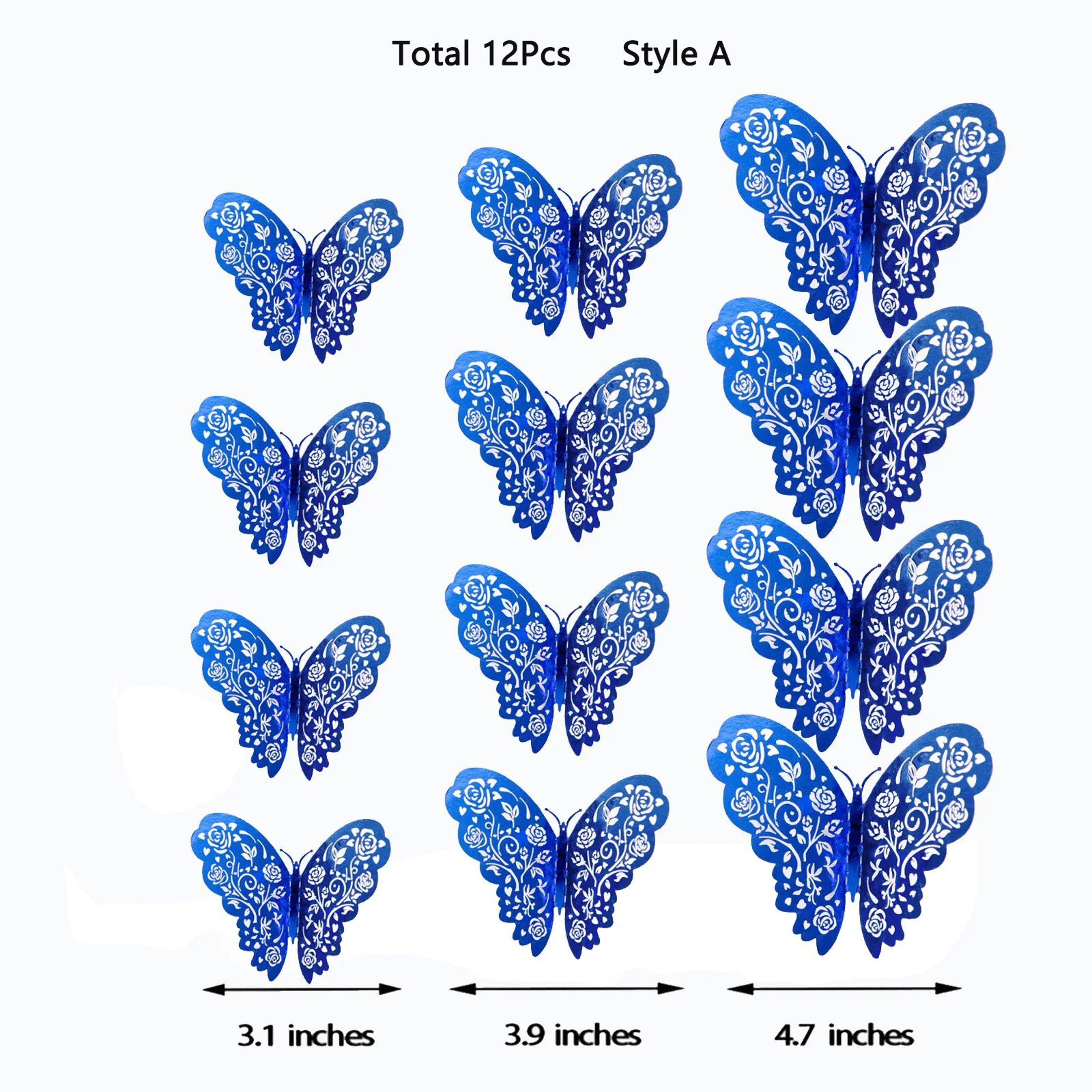 3D Mirror Butterfly Wall Stickers  Hollow Gold Silver  Blue DIY Room Decor 13