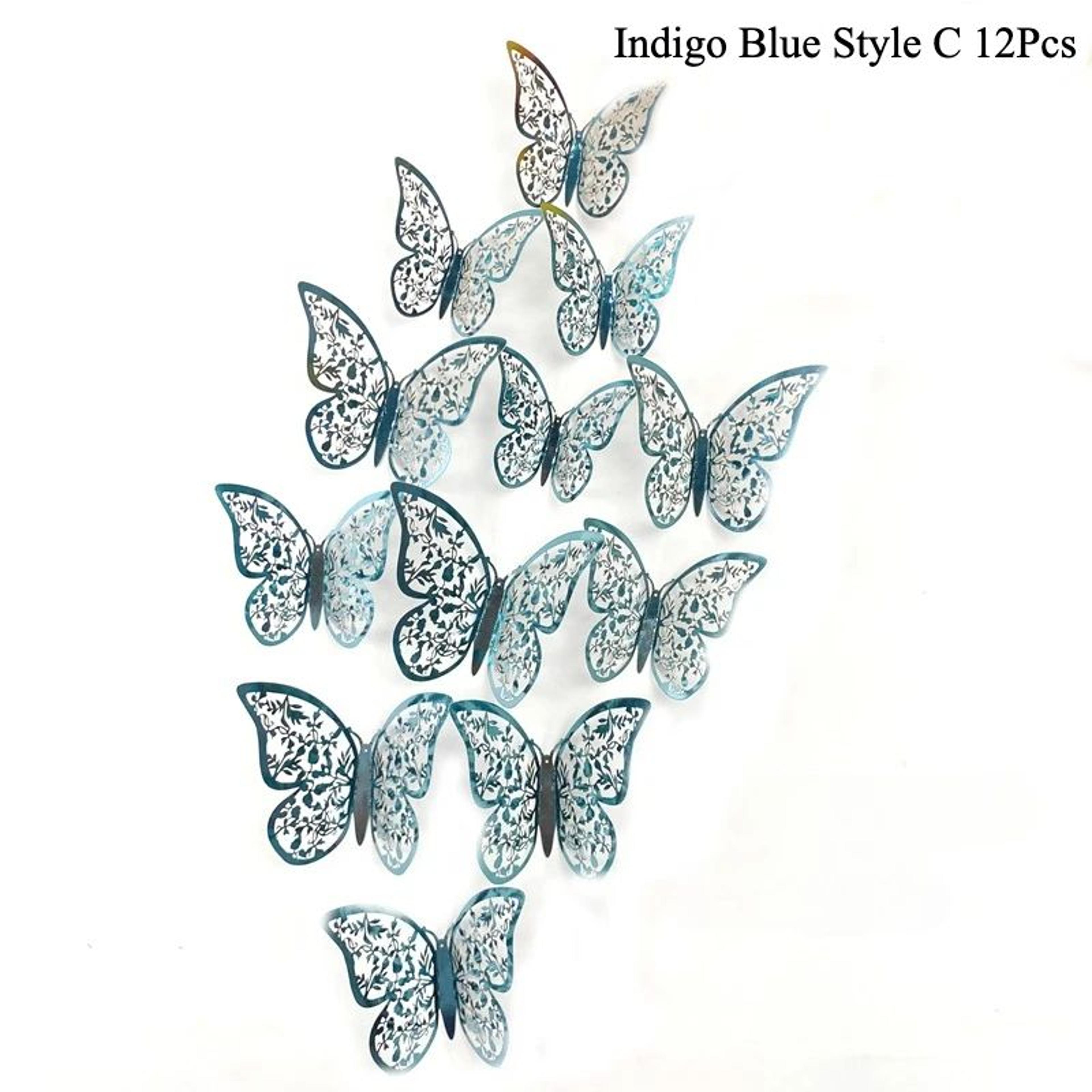 3D Mirror Butterfly Wall Stickers  Hollow Gold Silver  Blue DIY Room Decor 23