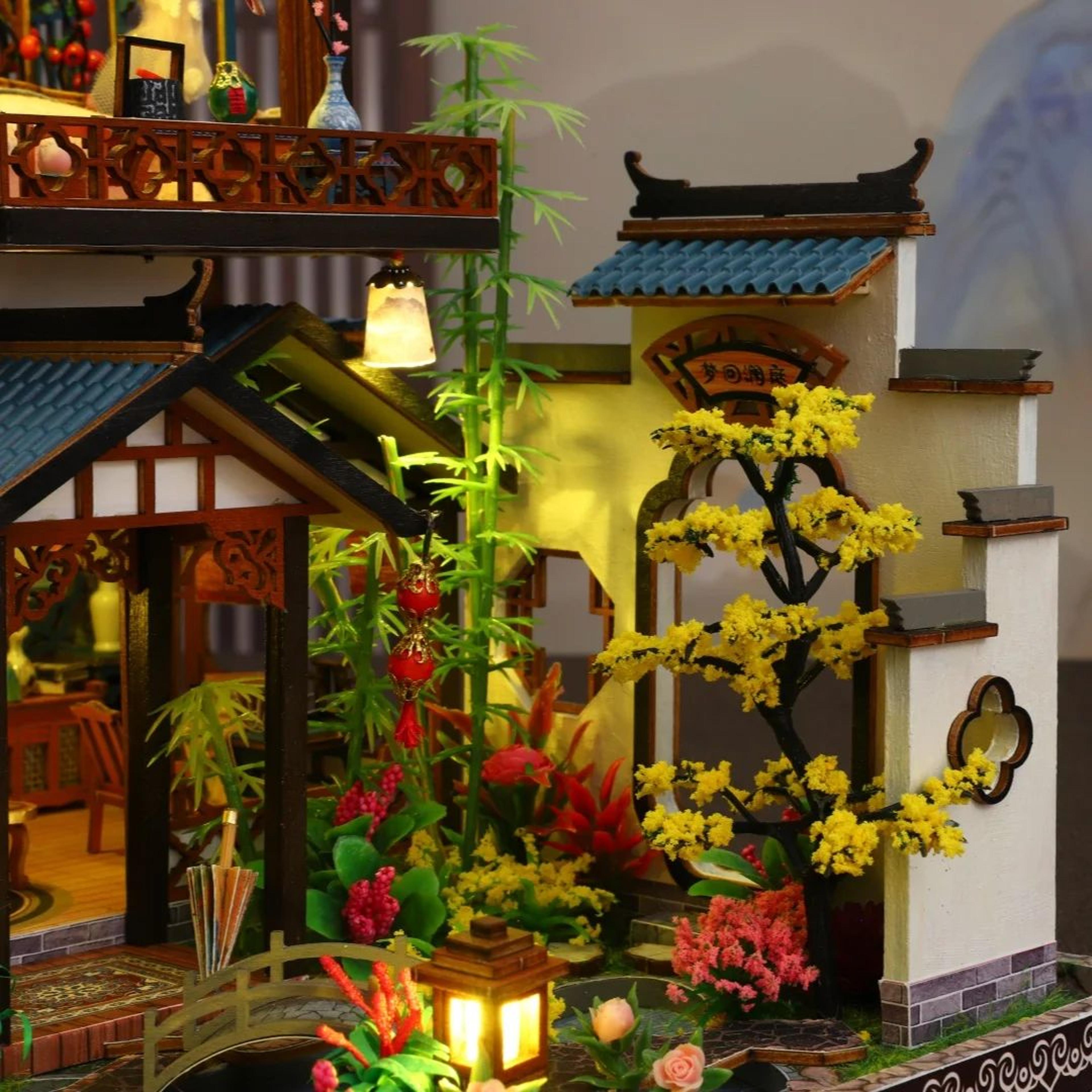DIY Orchid Pavilion Book Nook Kit  3D Ancient Chinese Miniature Model Shelf Insert Decor 2