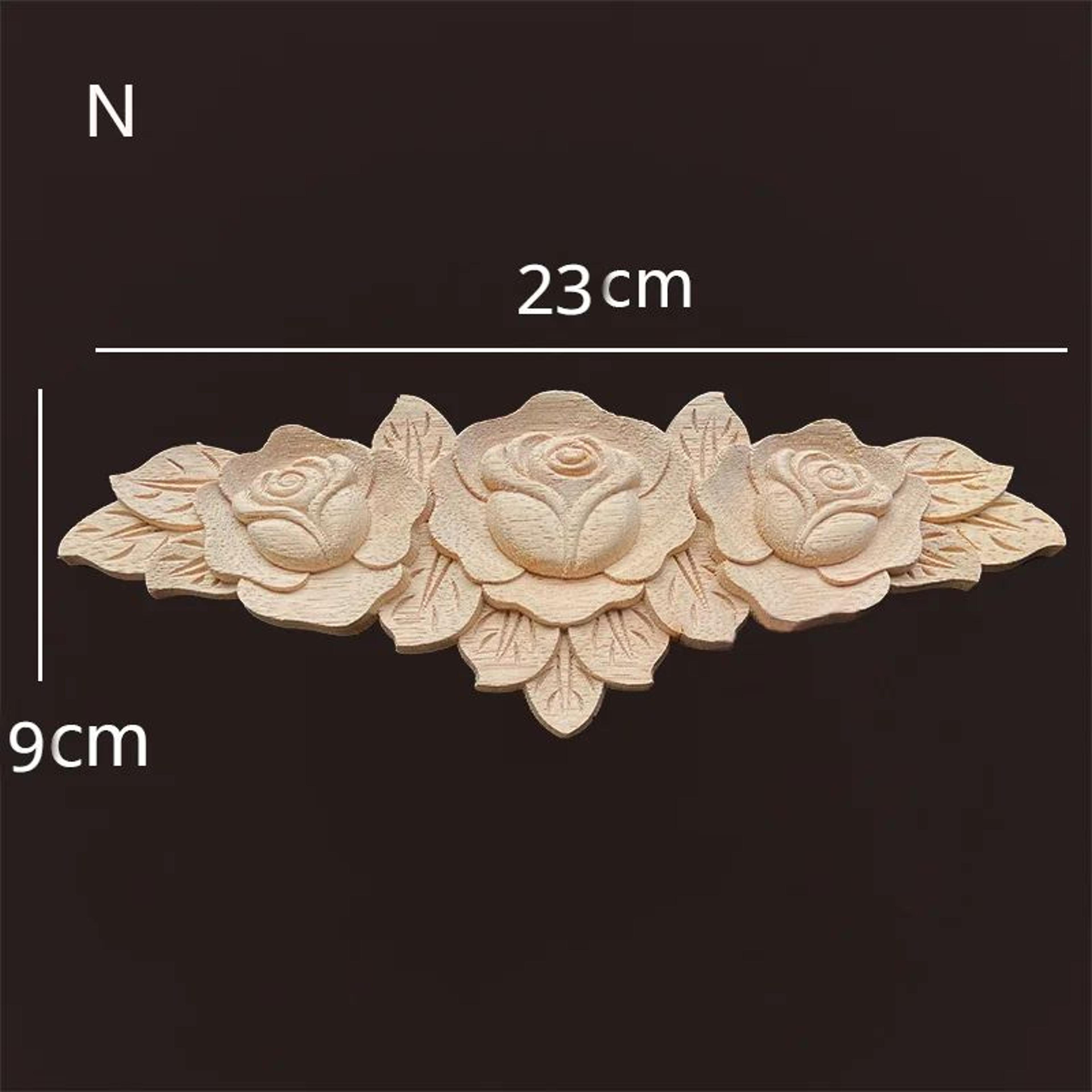 Vintage Rose Wood Carving Appliques  Decorative Onlays For Furniture  Antique Home Decor 22