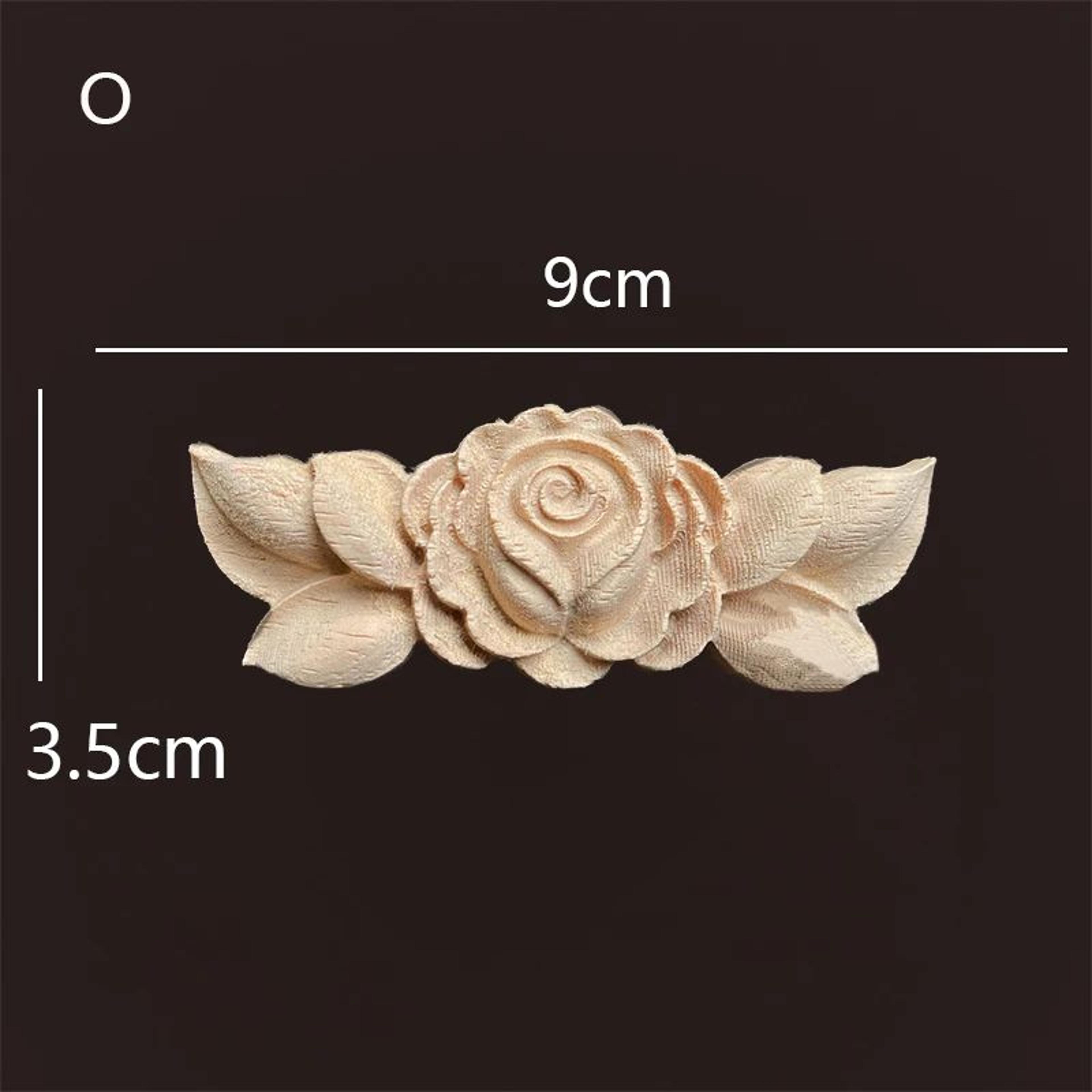 Vintage Rose Wood Carving Appliques  Decorative Onlays For Furniture  Antique Home Decor 23