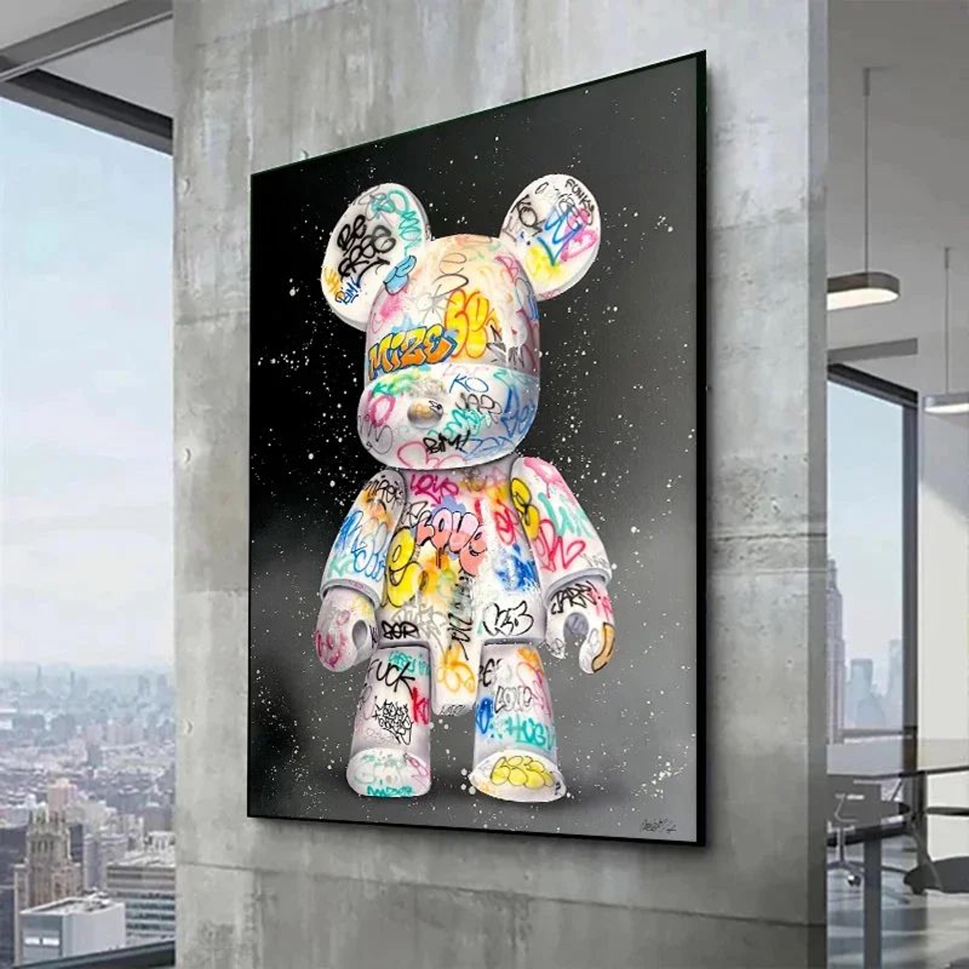 Cute Bear Graffiti Canvas Poster  Kawaii Cartoon Pop Art Wall Decor For Bedroom  Street Style Room 2